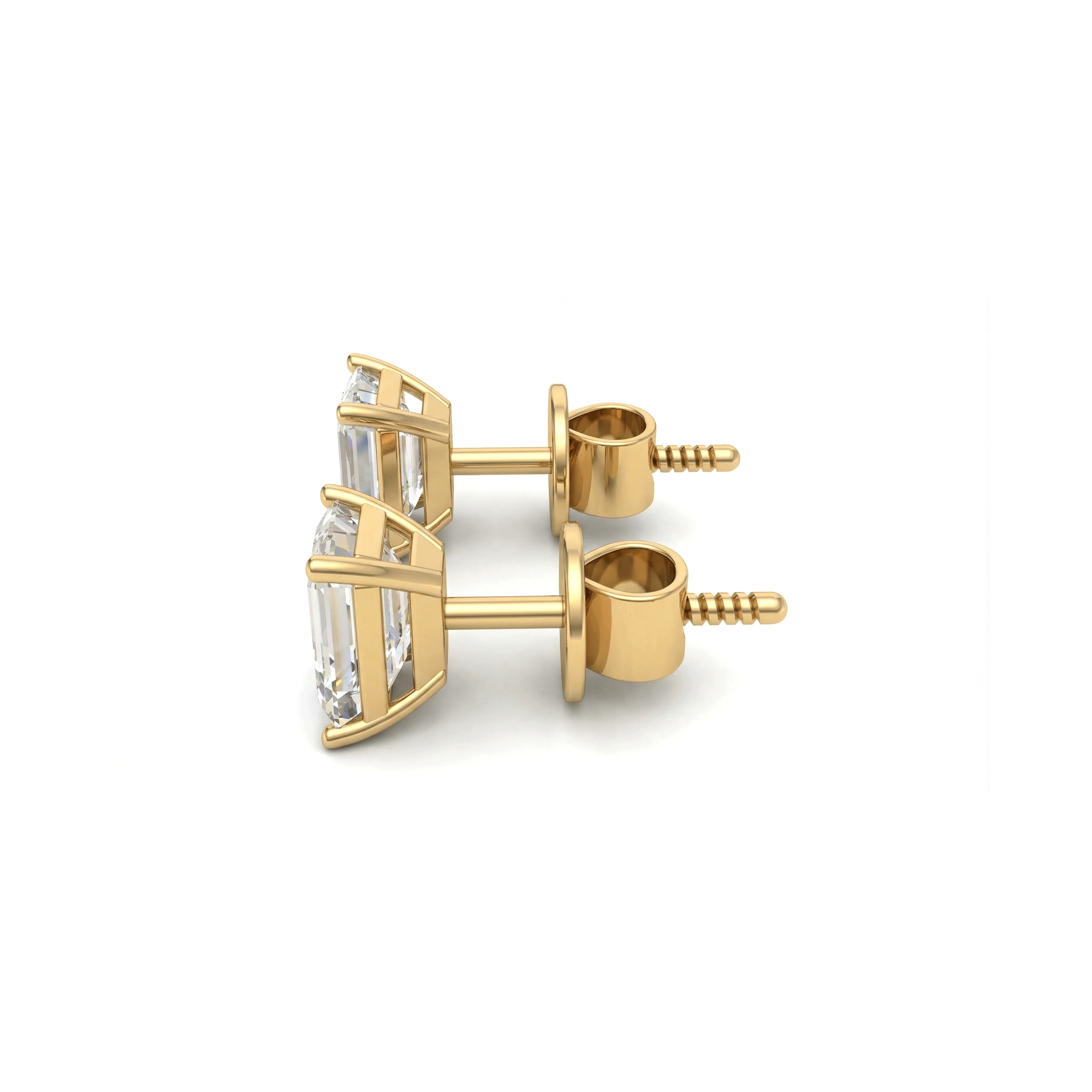 Jude emerald cut diamond stud earrings in white gold — earth and grown diamonds by Amber Arc – view 2