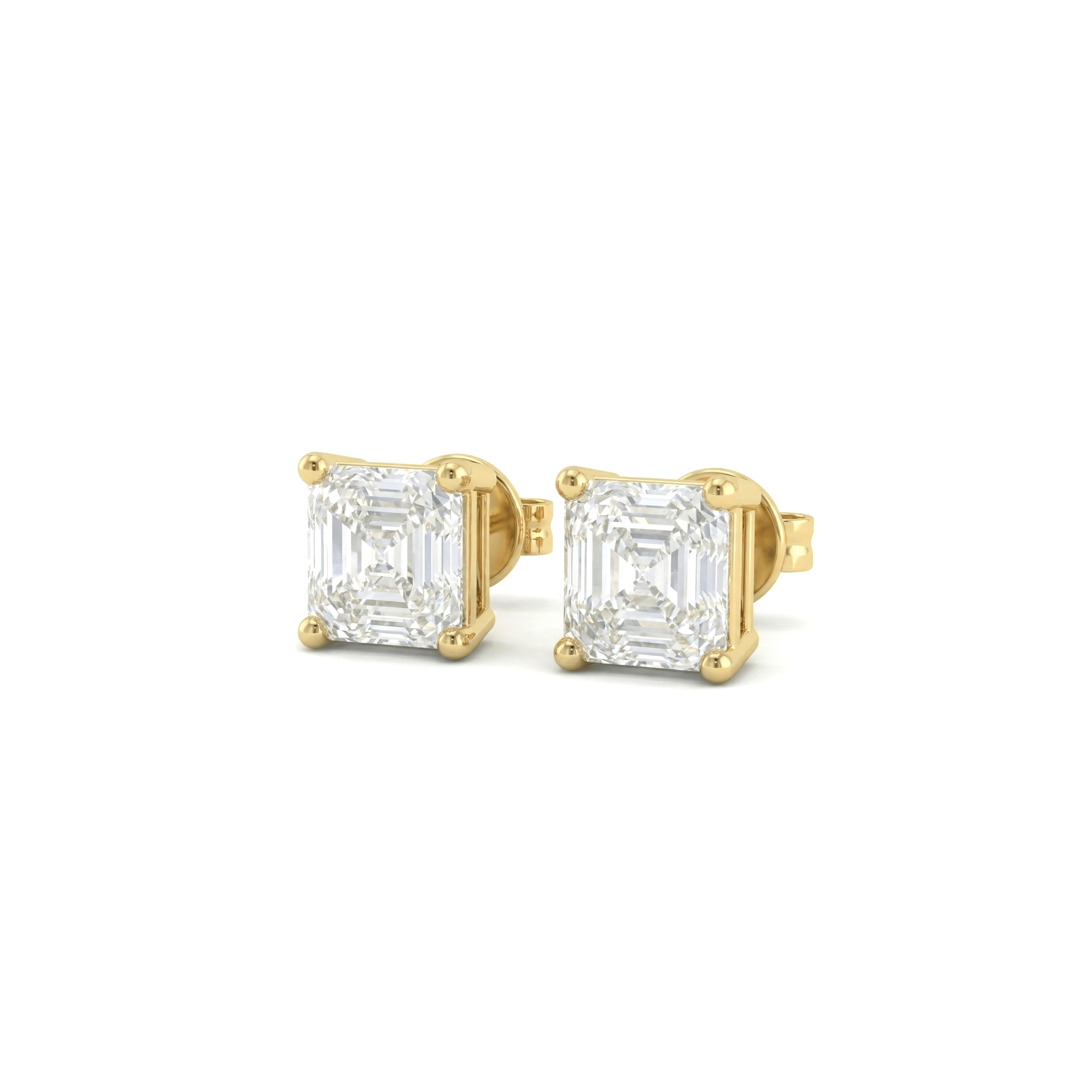 Jude asscher cut diamond stud earrings in white gold — earth and grown diamonds by Amber Arc