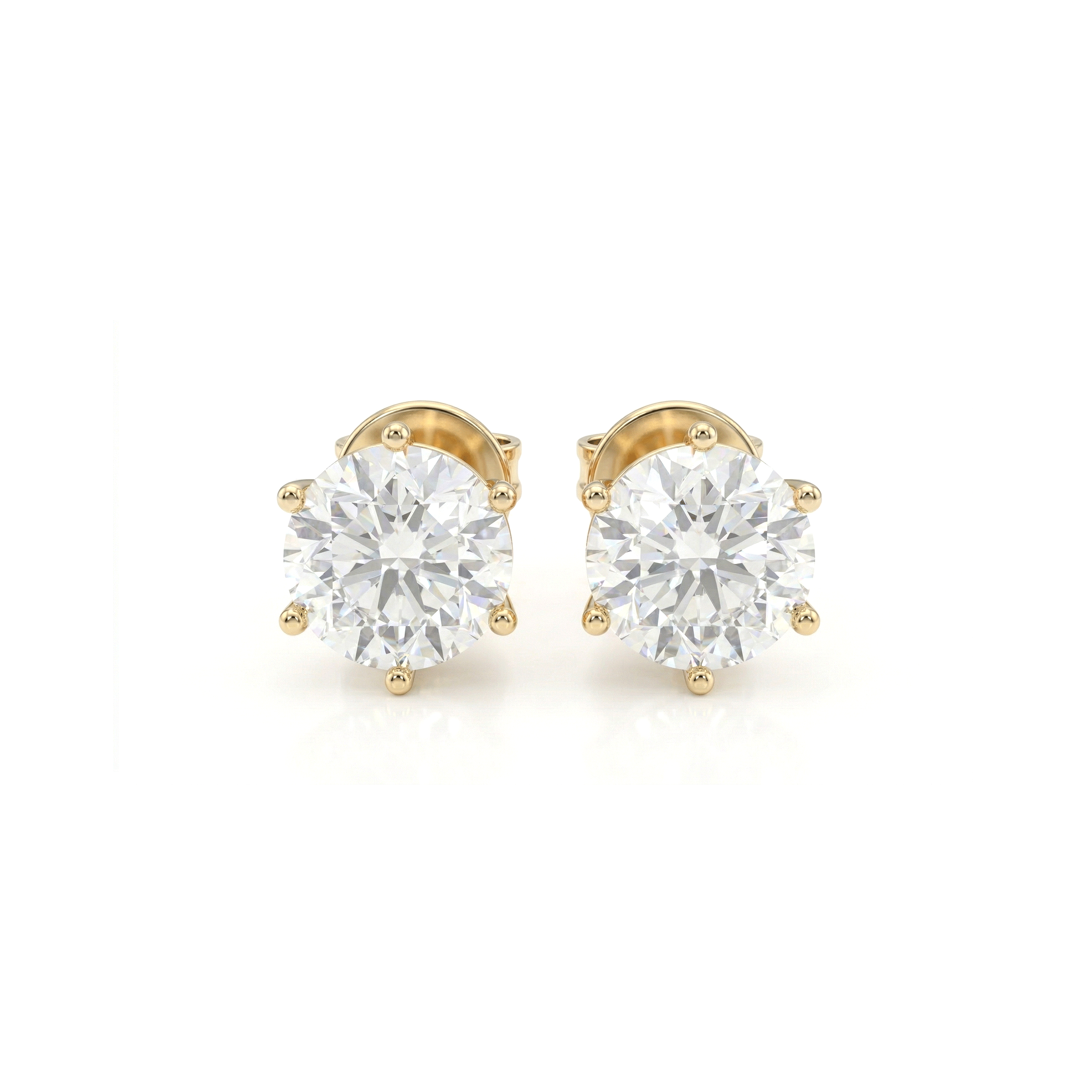 Lilla six prong round brilliant diamond stud earrings in white gold — earth and grown diamonds by Amber Arc
