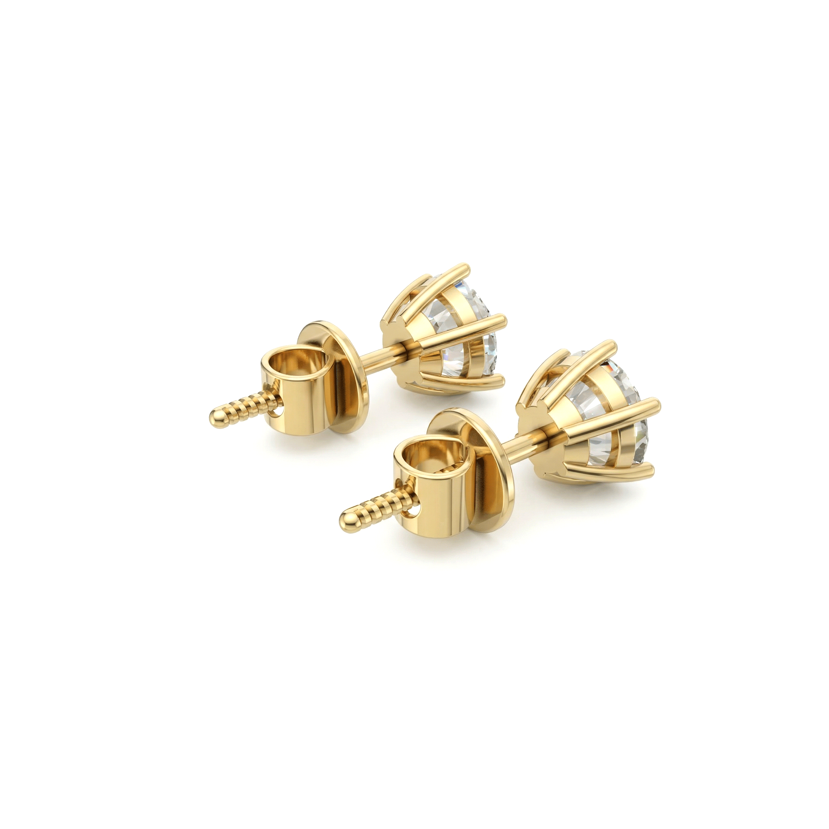 Lilla six prong round brilliant diamond stud earrings in white gold — earth and grown diamonds by Amber Arc – view 3