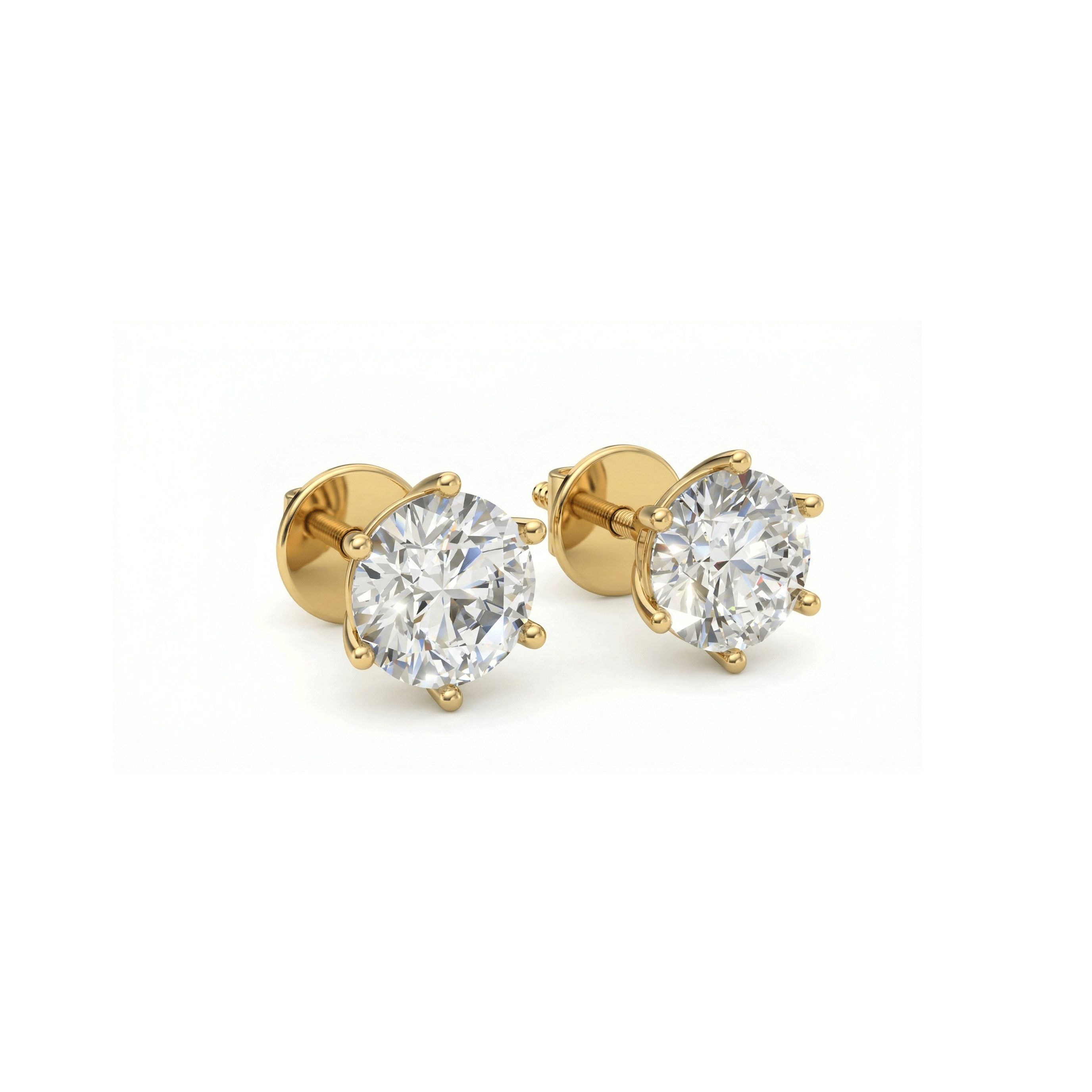 Lilla six prong round brilliant diamond stud earrings in white gold — earth and grown diamonds by Amber Arc – view 2