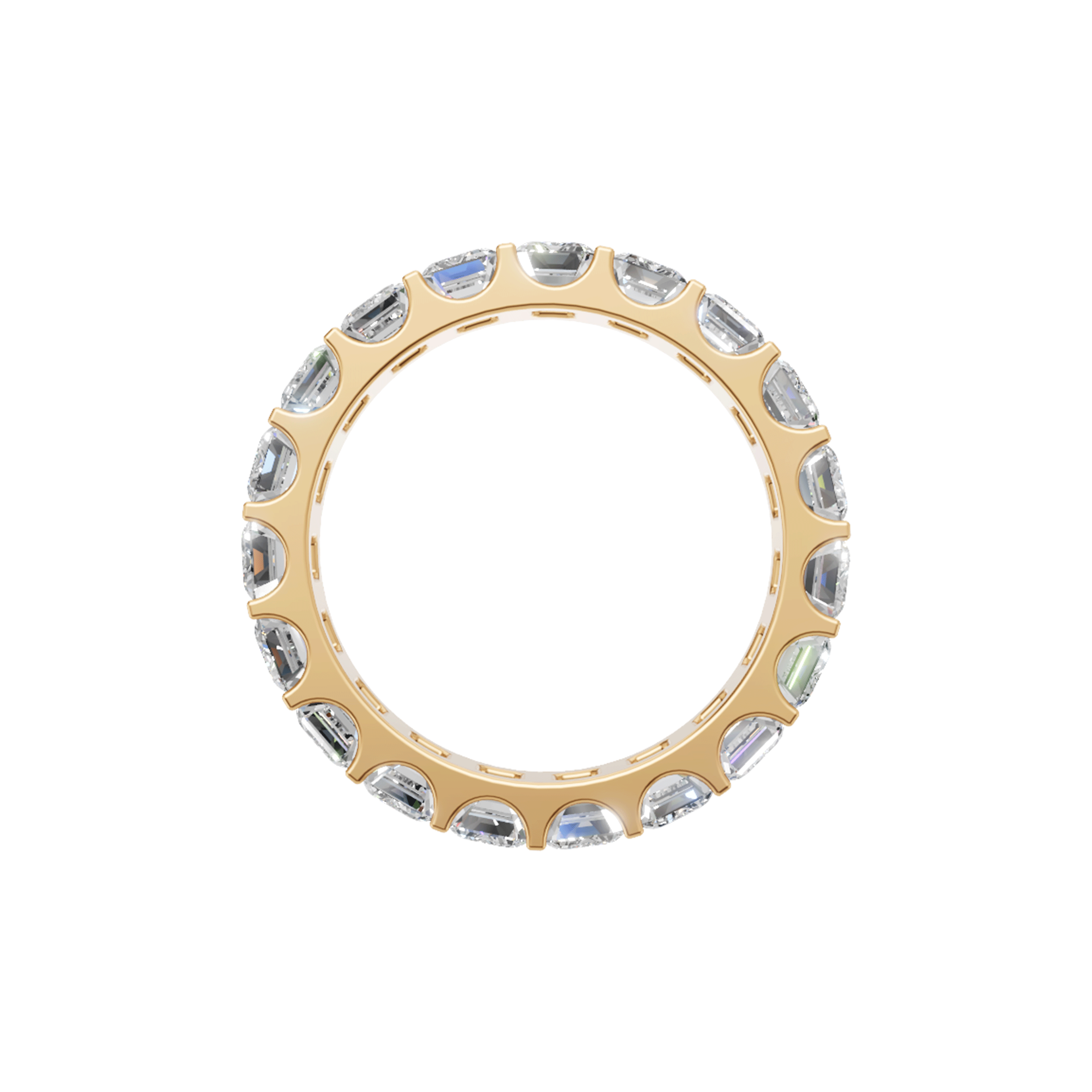 Ira bar emerald cut diamond eternity band in yellow gold — earth and grown diamonds by Amber Arc – view 3