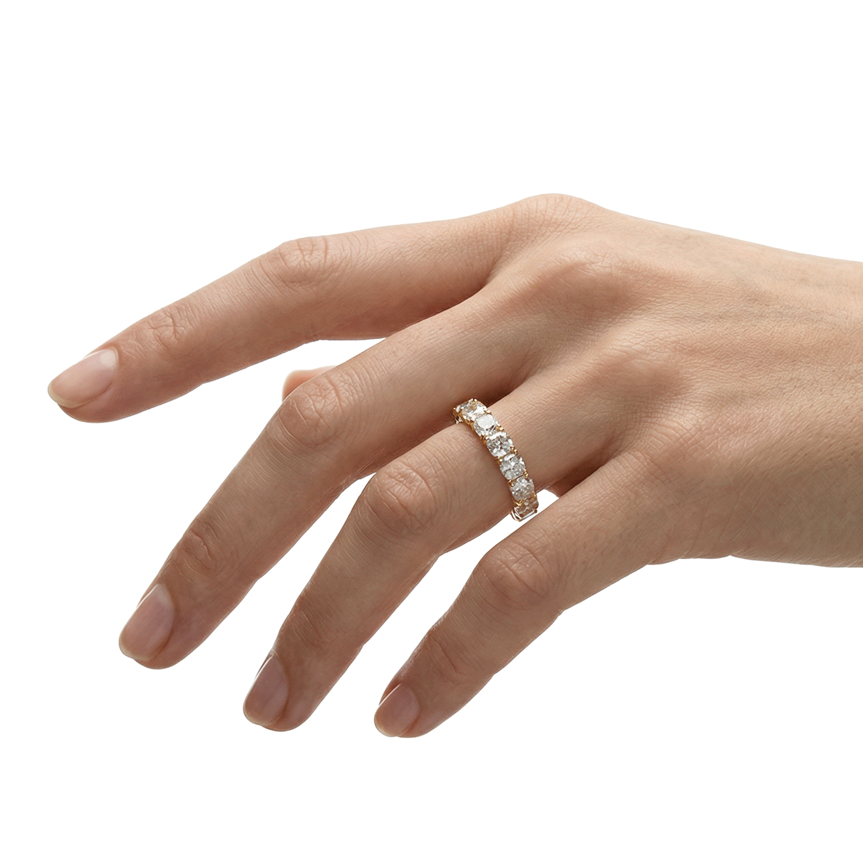 Willow asscher cut u prong diamond eternity band in white gold — earth and grown diamonds by Amber Arc – view 4