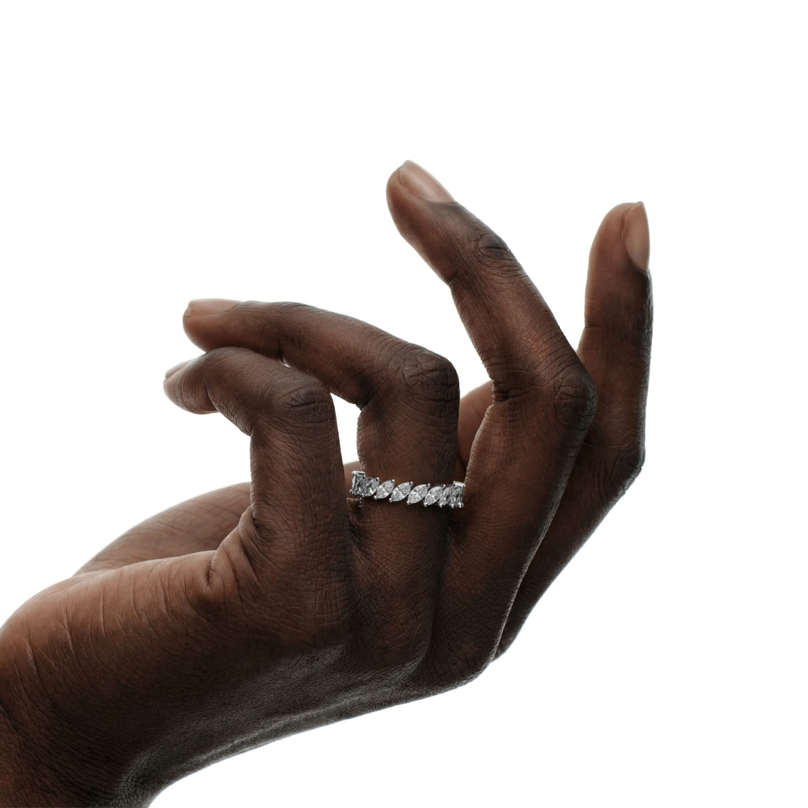 Jude marquise diamond eternity band in white gold — earth and grown diamonds by Amber Arc – view 4