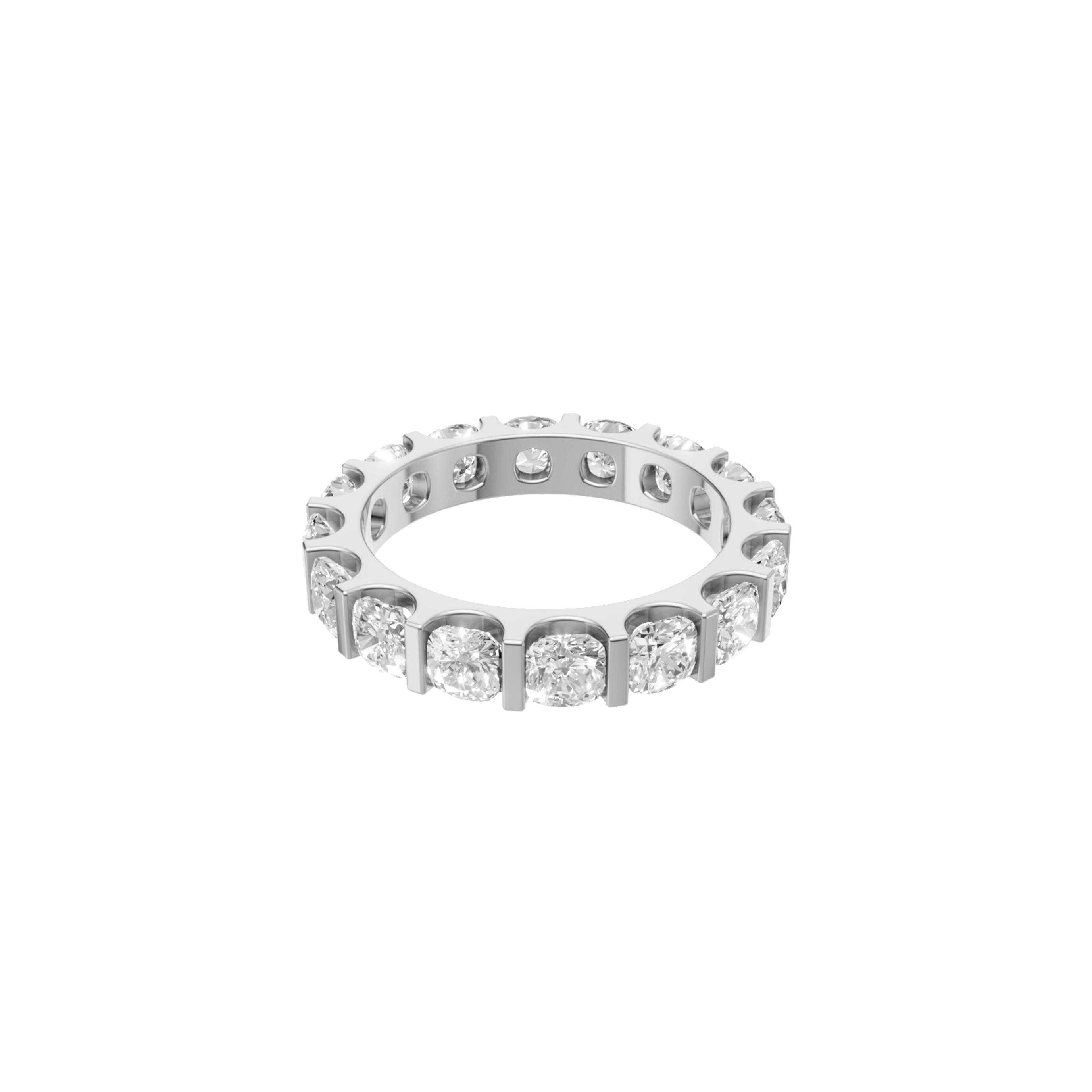 Ira bar square cushion diamond eternity band in yellow gold — earth and grown diamonds by Amber Arc