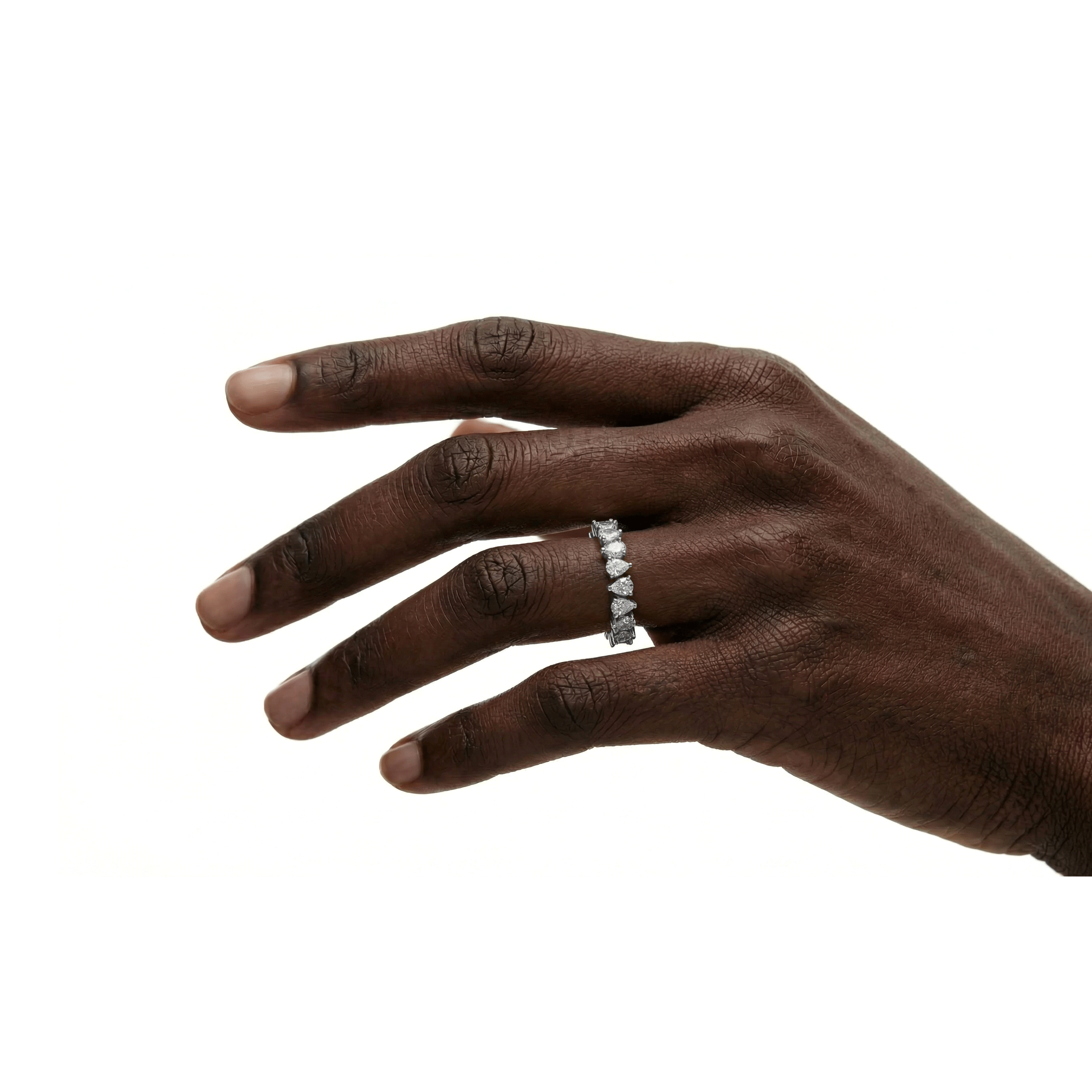 Grace pear alternating diamond eternity band in white gold — earth and grown diamonds by Amber Arc – view 4