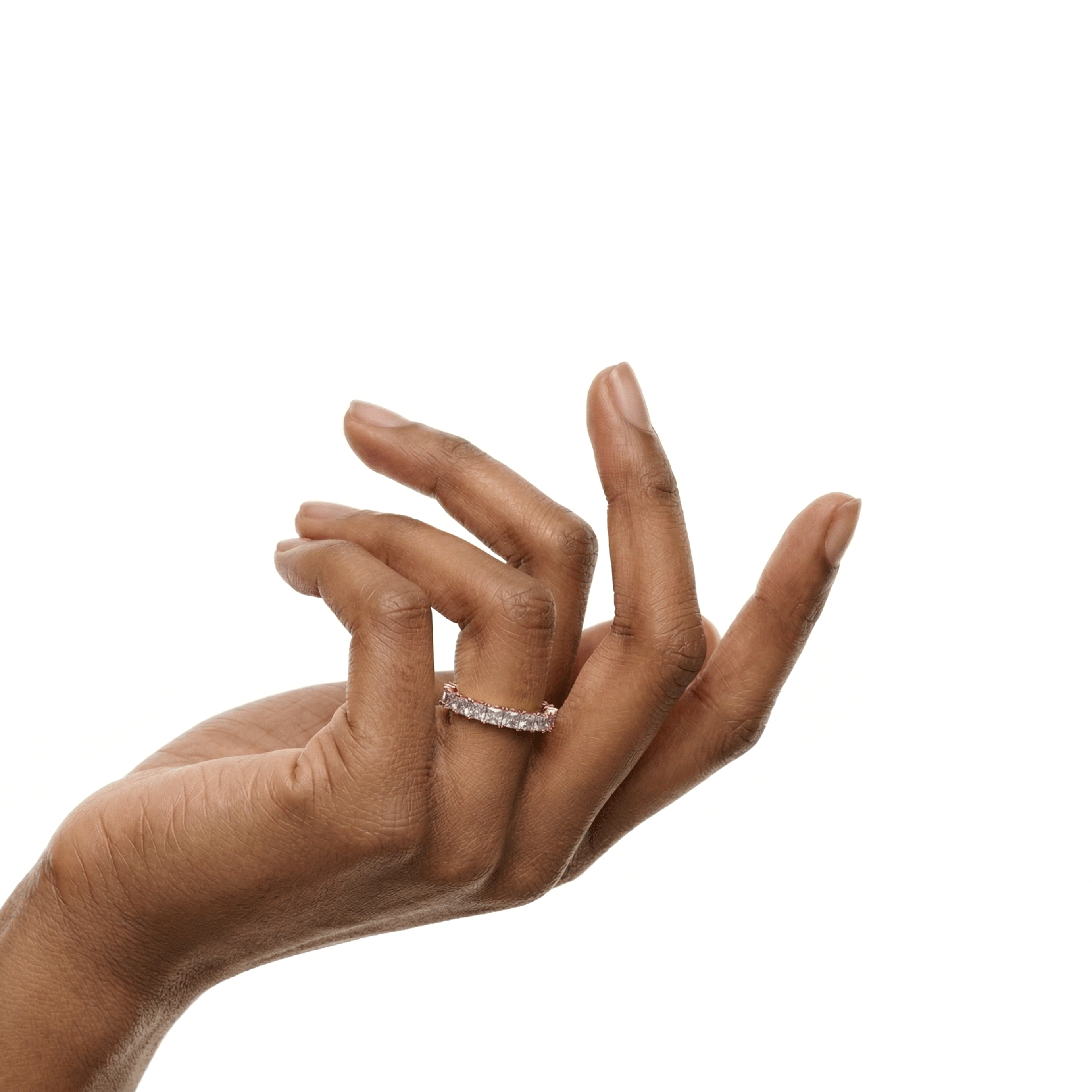 Willow princess cut u prong diamond eternity band in white gold — earth and grown diamonds by Amber Arc – view 4