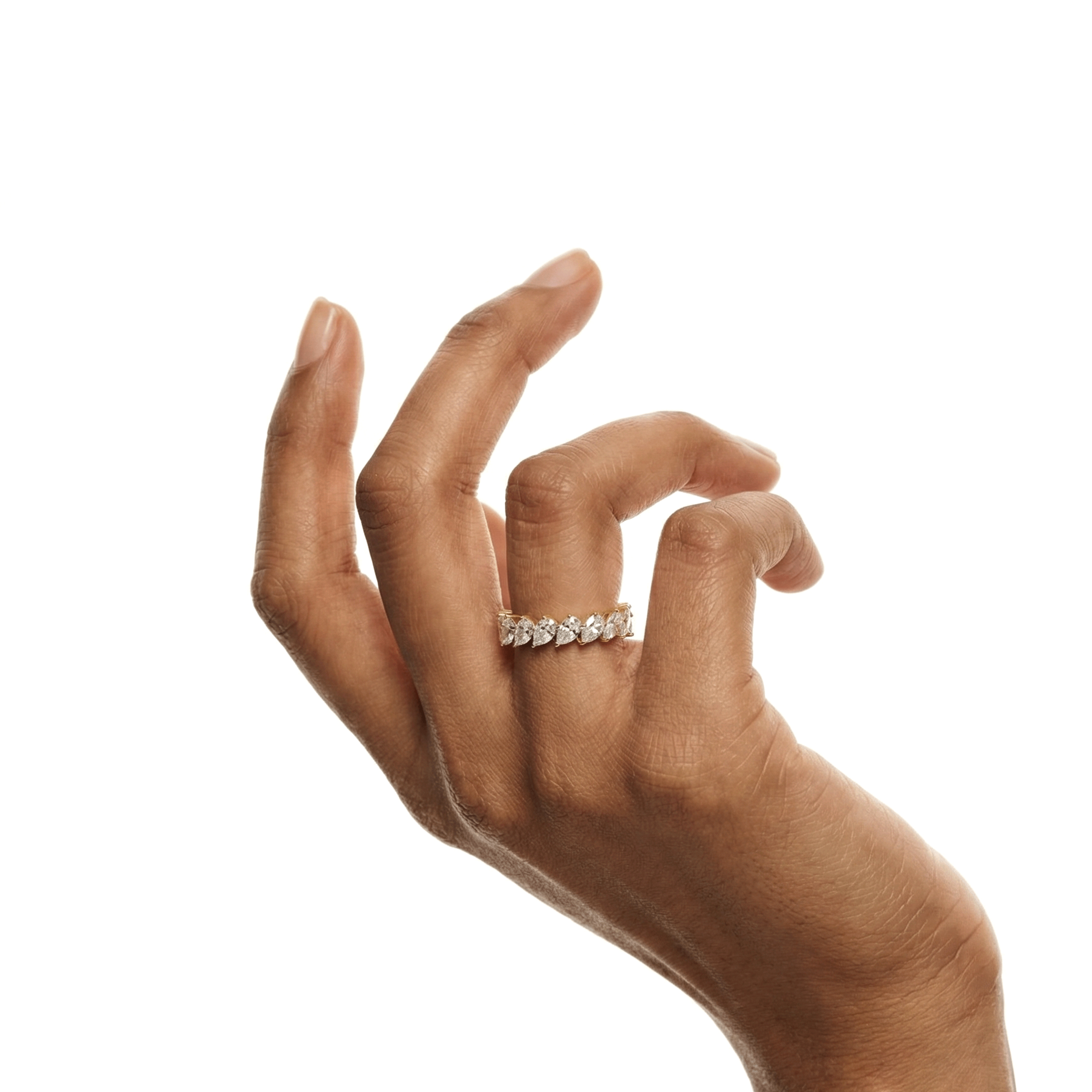 Jude pear diamond eternity band in white gold — earth and grown diamonds by Amber Arc – view 4