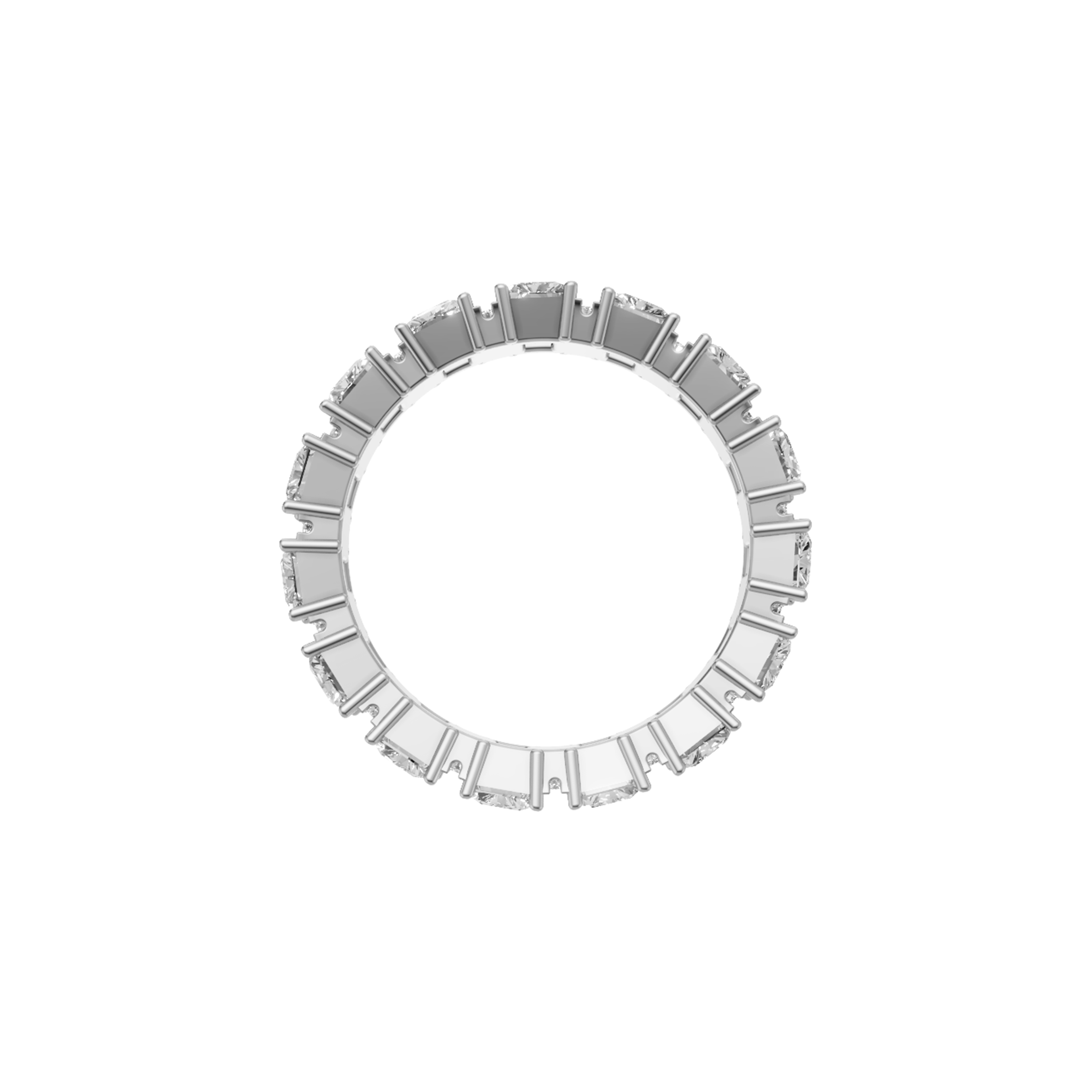 Venus elongated radiant and round north south alternating diamond eternity band in white gold by Amber Arc – view 3
