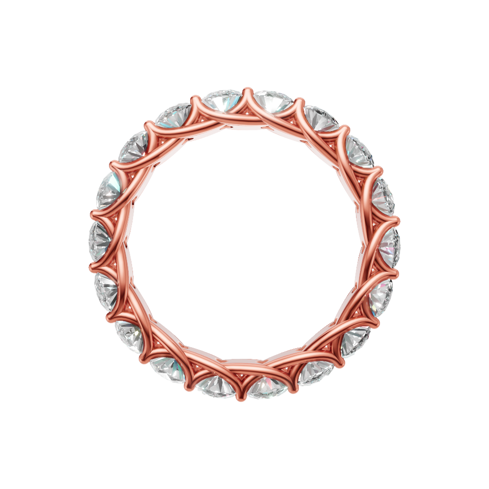 Constance oval trellis diamond eternity band in white gold — earth and grown diamonds by Amber Arc – view 3