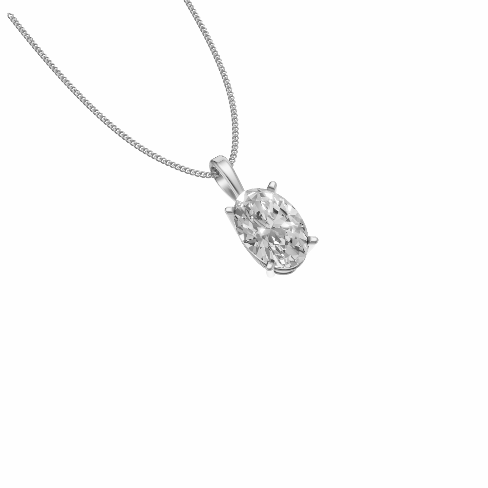 Nova single bail oval diamond pendant in white gold on cable chain — earth and grown diamonds by Amber Arc – view 2