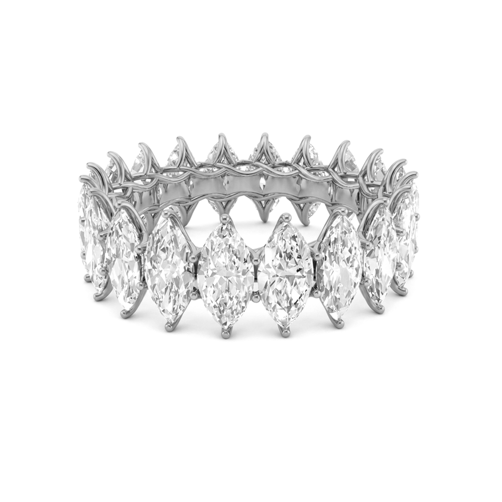Constance marquise trellis diamond eternity band in white gold — earth and grown diamonds by Amber Arc