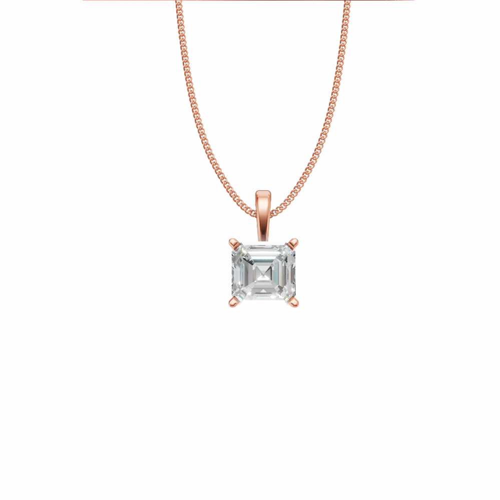 Nova single bail asscher cut diamond pendant in white gold on cable chain — earth and grown diamonds by Amber Arc