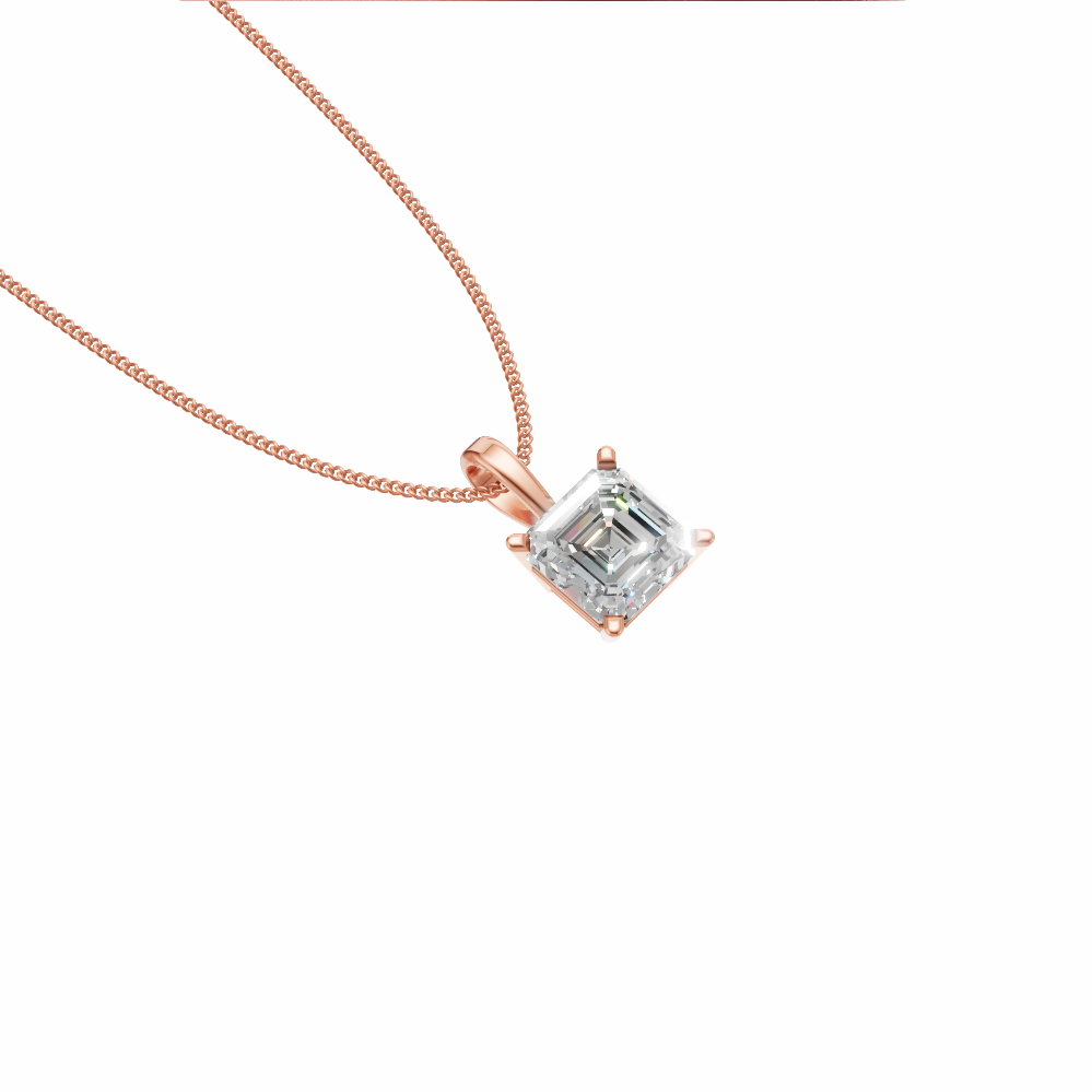 Nova single bail asscher cut diamond pendant in white gold on cable chain — earth and grown diamonds by Amber Arc – view 2