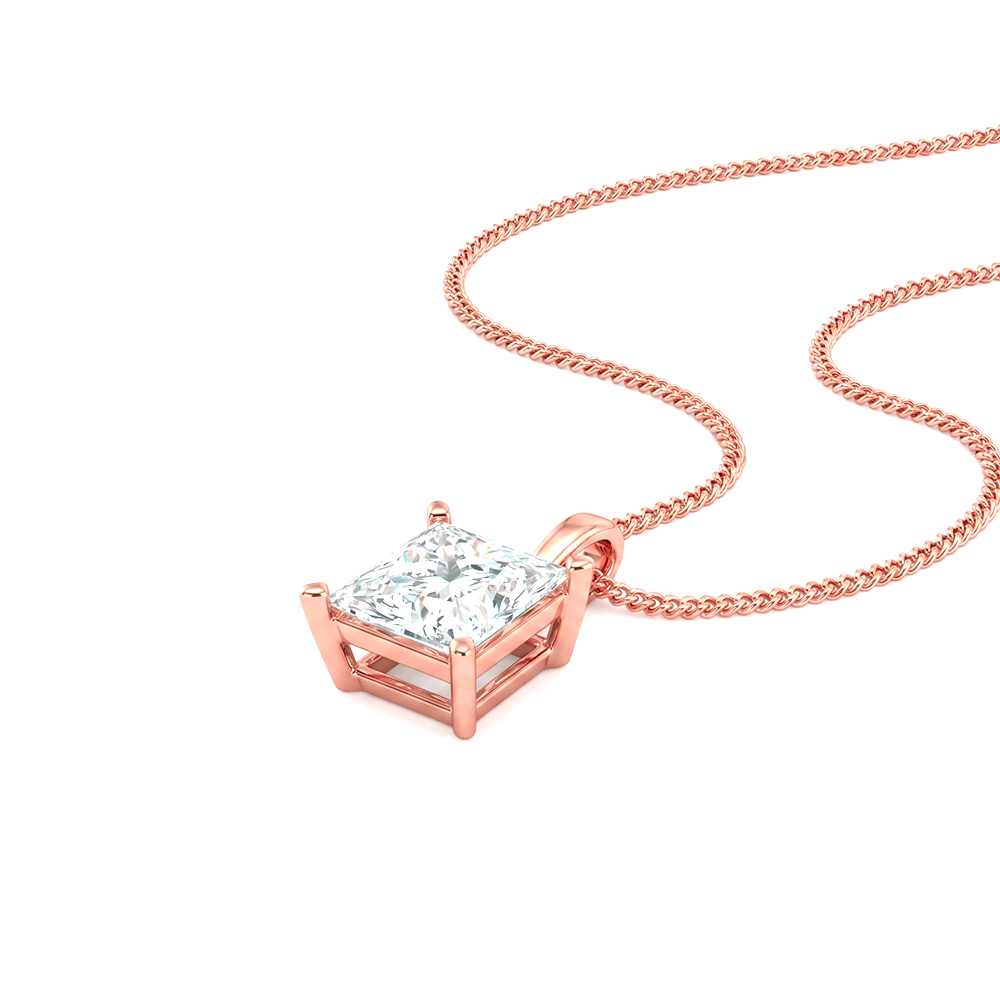 Nova single bail princess cut diamond pendant in white gold on cable chain — earth and grown diamonds by Amber Arc – view 2