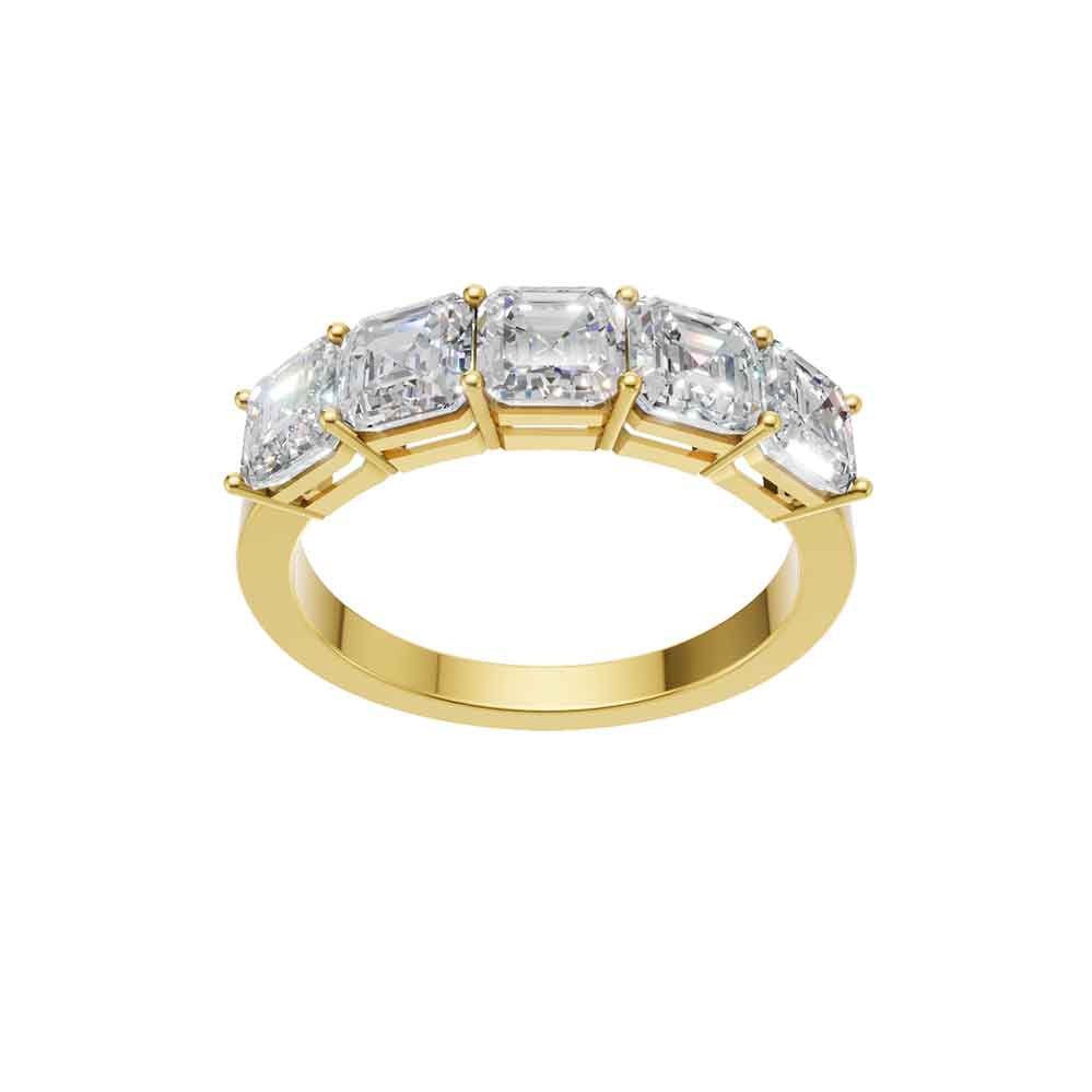Jude asscher 5 stone anniversary ring in white gold — earth and grown diamonds by Amber Arc – view 2