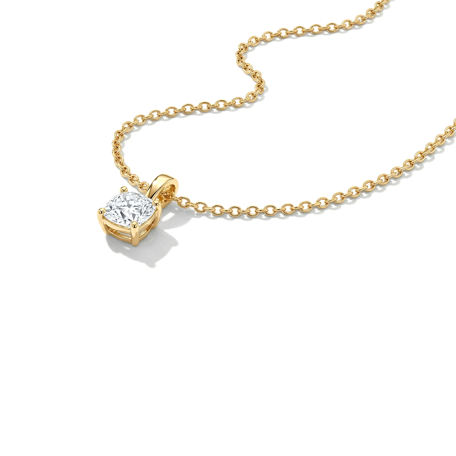 Nova single bail square cushion diamond pendant in white gold on cable chain — earth and grown diamonds by Amber Arc – view 2