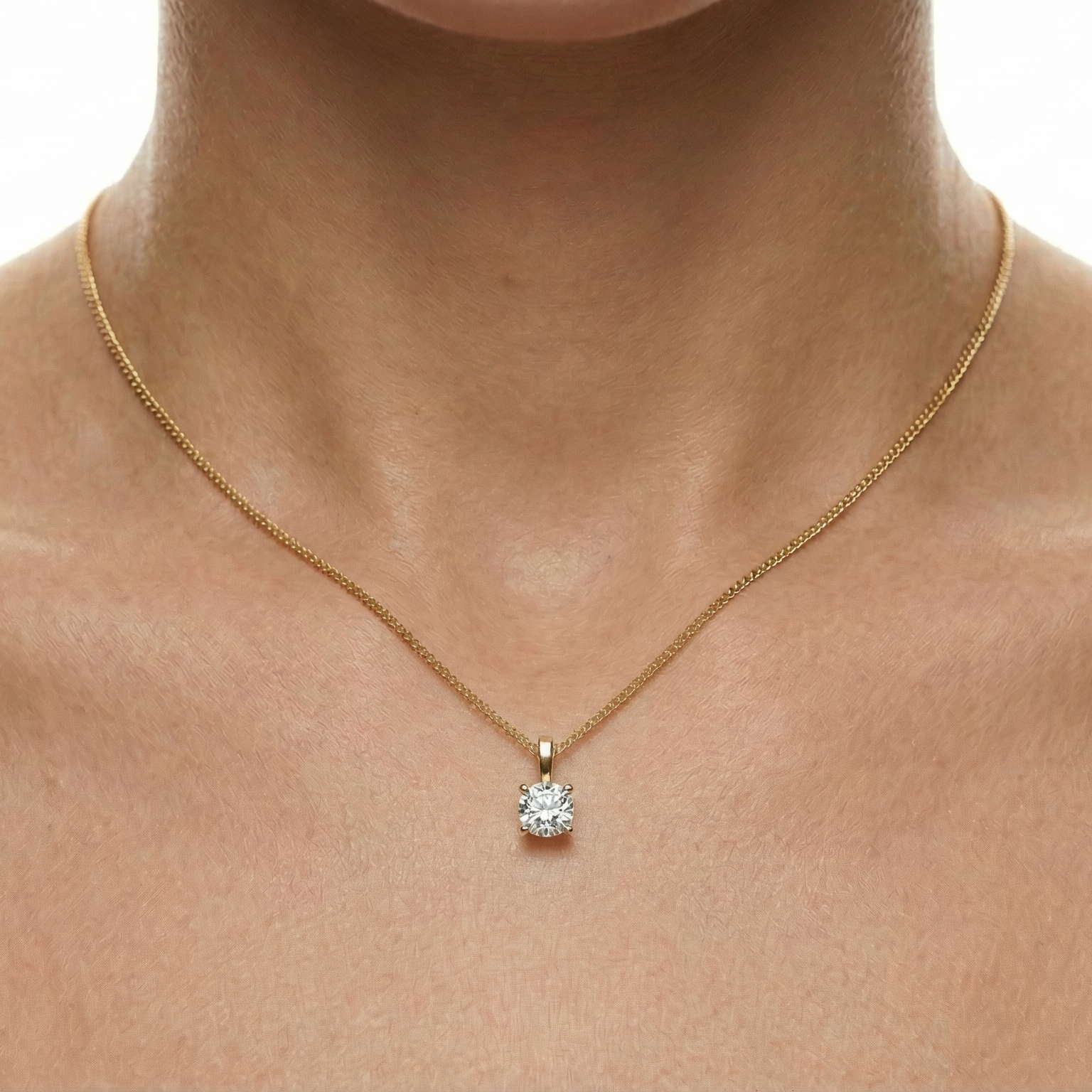 Nova single bail square cushion diamond pendant in white gold on cable chain — earth and grown diamonds by Amber Arc – view 4