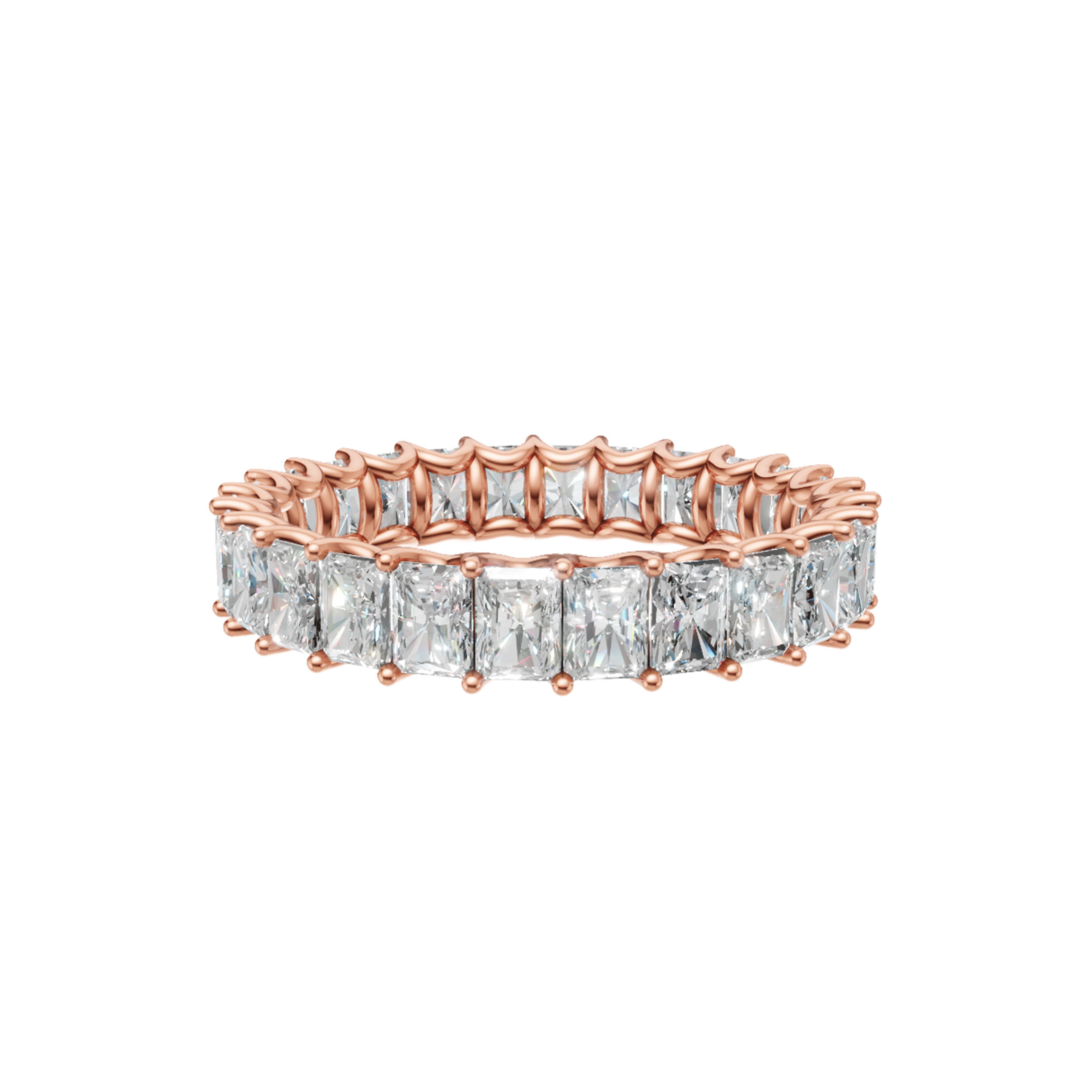 Willow elongated radiant u prong diamond eternity band in white gold — earth and grown diamonds by Amber Arc