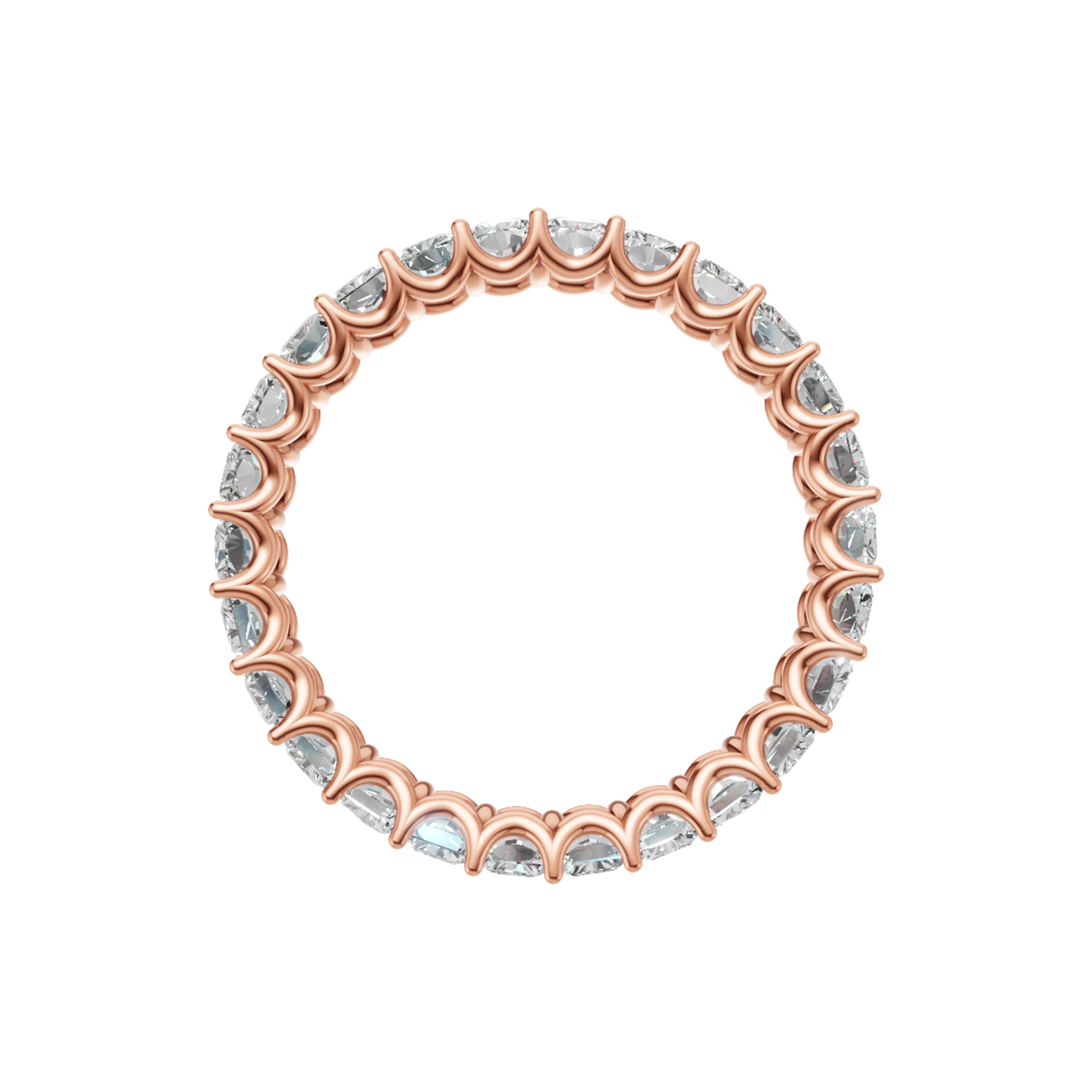 Willow elongated radiant u prong diamond eternity band in white gold — earth and grown diamonds by Amber Arc – view 3