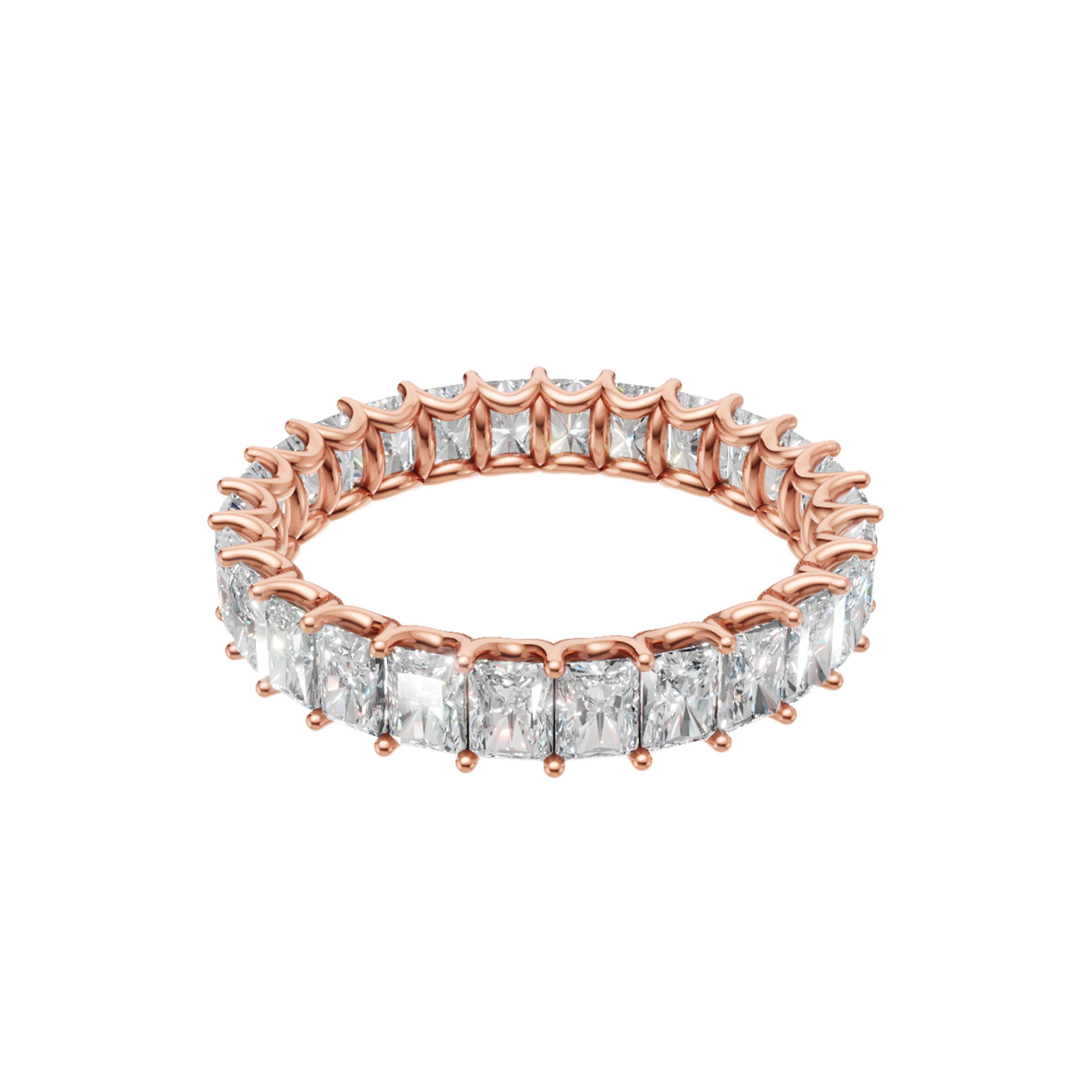 Willow elongated radiant u prong diamond eternity band in white gold — earth and grown diamonds by Amber Arc – view 2