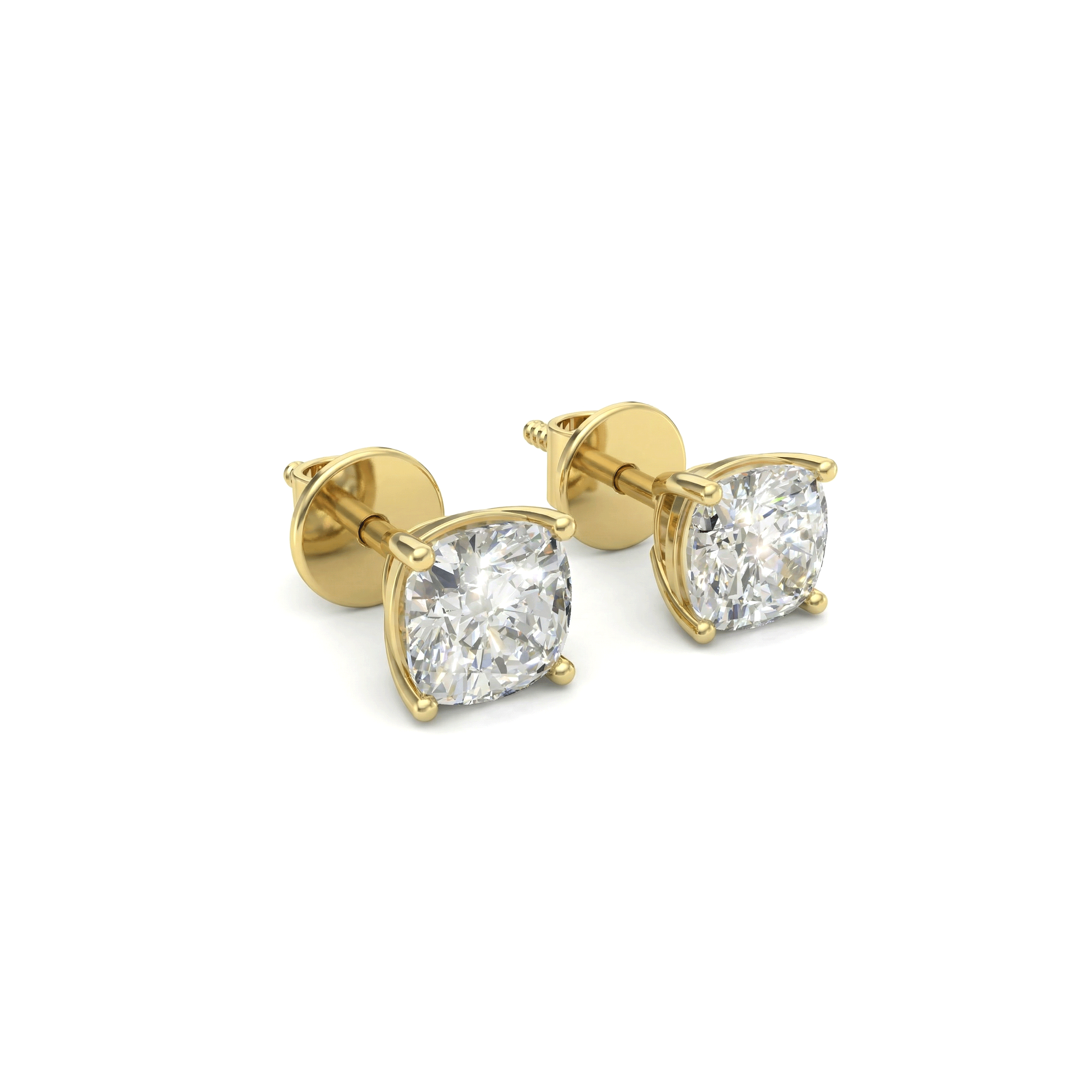 Jude square cushion diamond stud earrings in white gold — earth and grown diamonds by Amber Arc – view 2