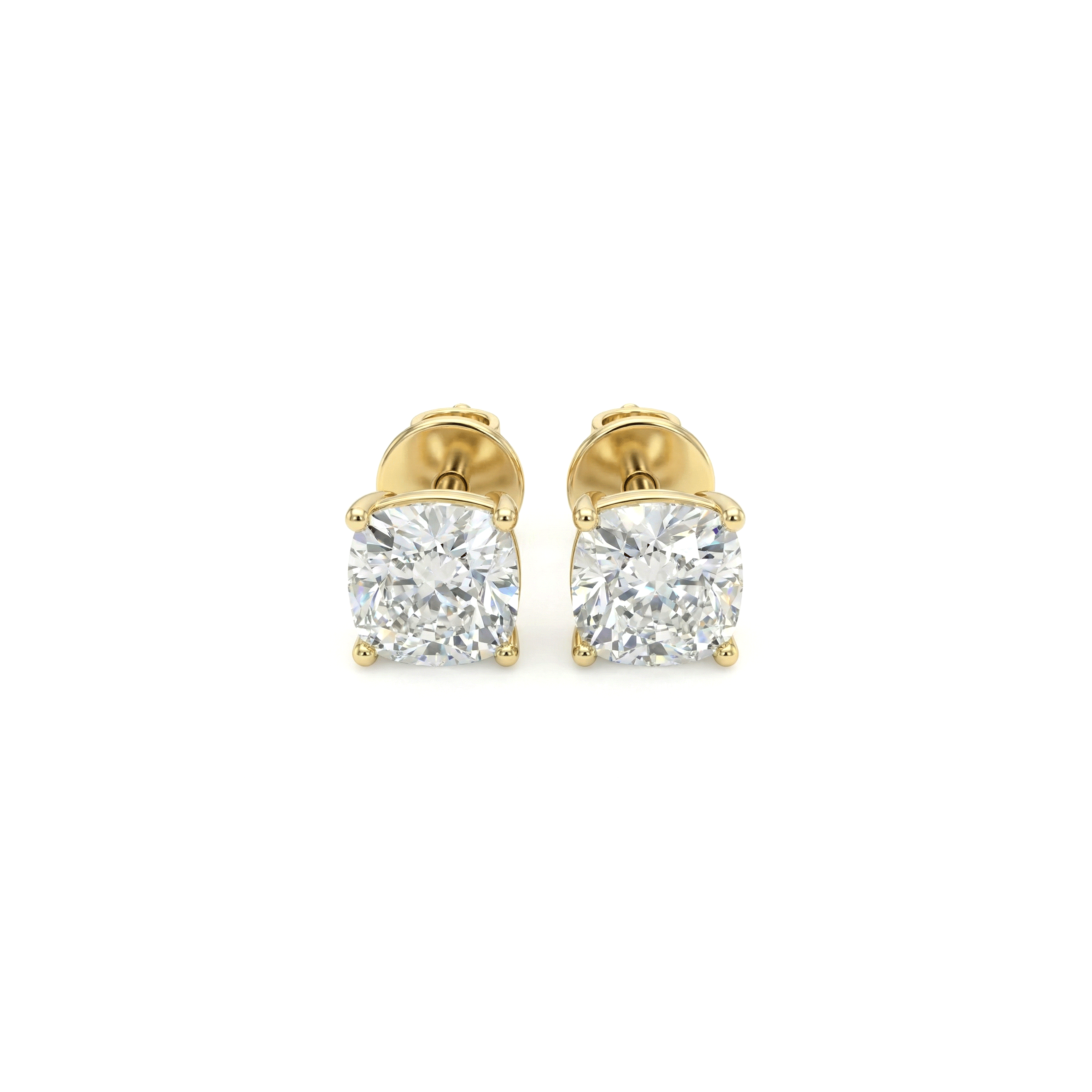 Jude square cushion diamond stud earrings in white gold — earth and grown diamonds by Amber Arc