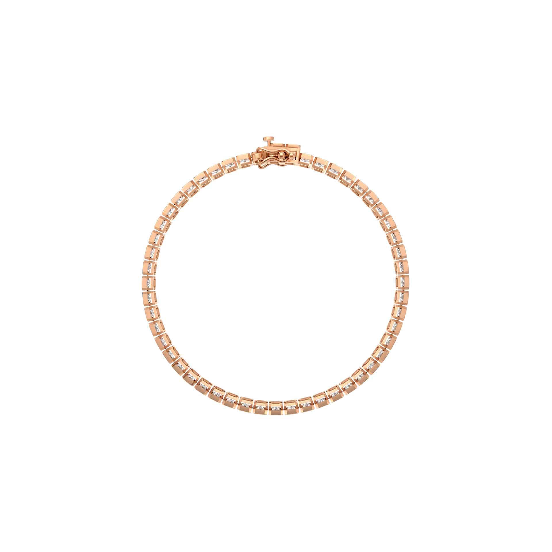 Valencia bezel long radiant north south diamond tennis bracelet in white gold — earth and grown diamonds by Amber Arc – view 3