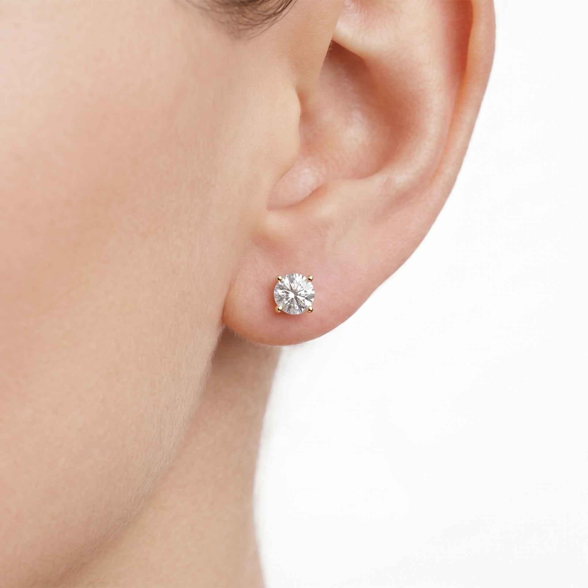 Jude round brilliant diamond stud earrings in white gold — earth and grown diamonds by Amber Arc – view 4