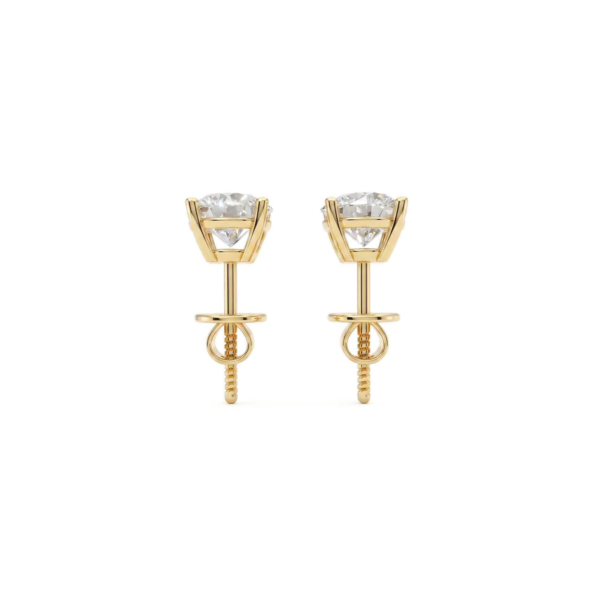 Jude round brilliant diamond stud earrings in white gold — earth and grown diamonds by Amber Arc – view 3