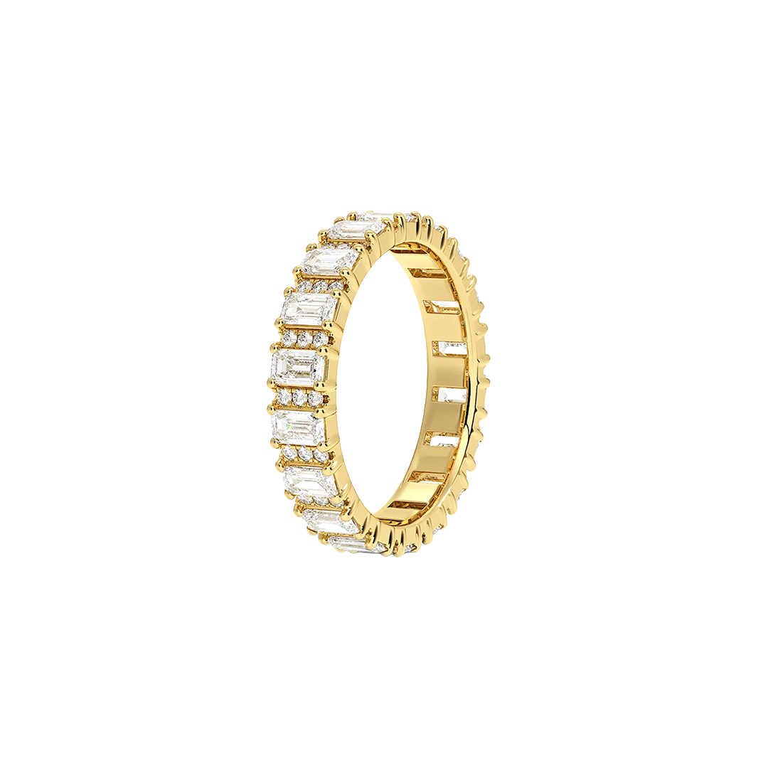 Venus emerald and round north south alternating diamond eternity band in white gold — earth and grown diamonds by Amber Arc – view 2