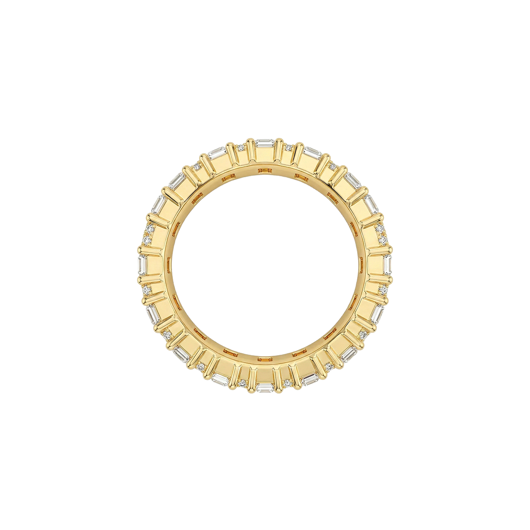 Venus emerald and round north south alternating diamond eternity band in white gold — earth and grown diamonds by Amber Arc – view 3