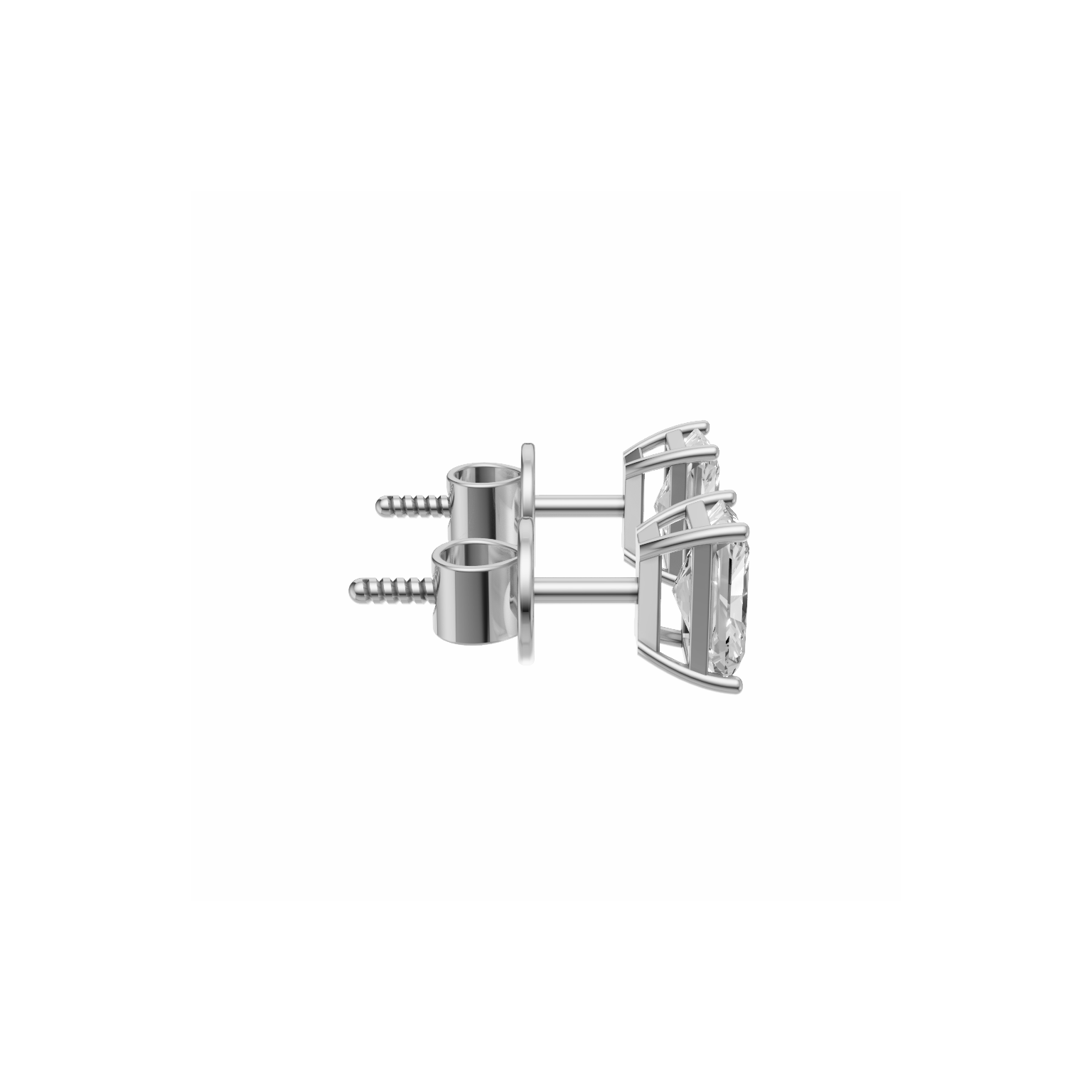 Jude long radiant diamond stud earrings in white gold — earth and grown diamonds by Amber Arc – view 2