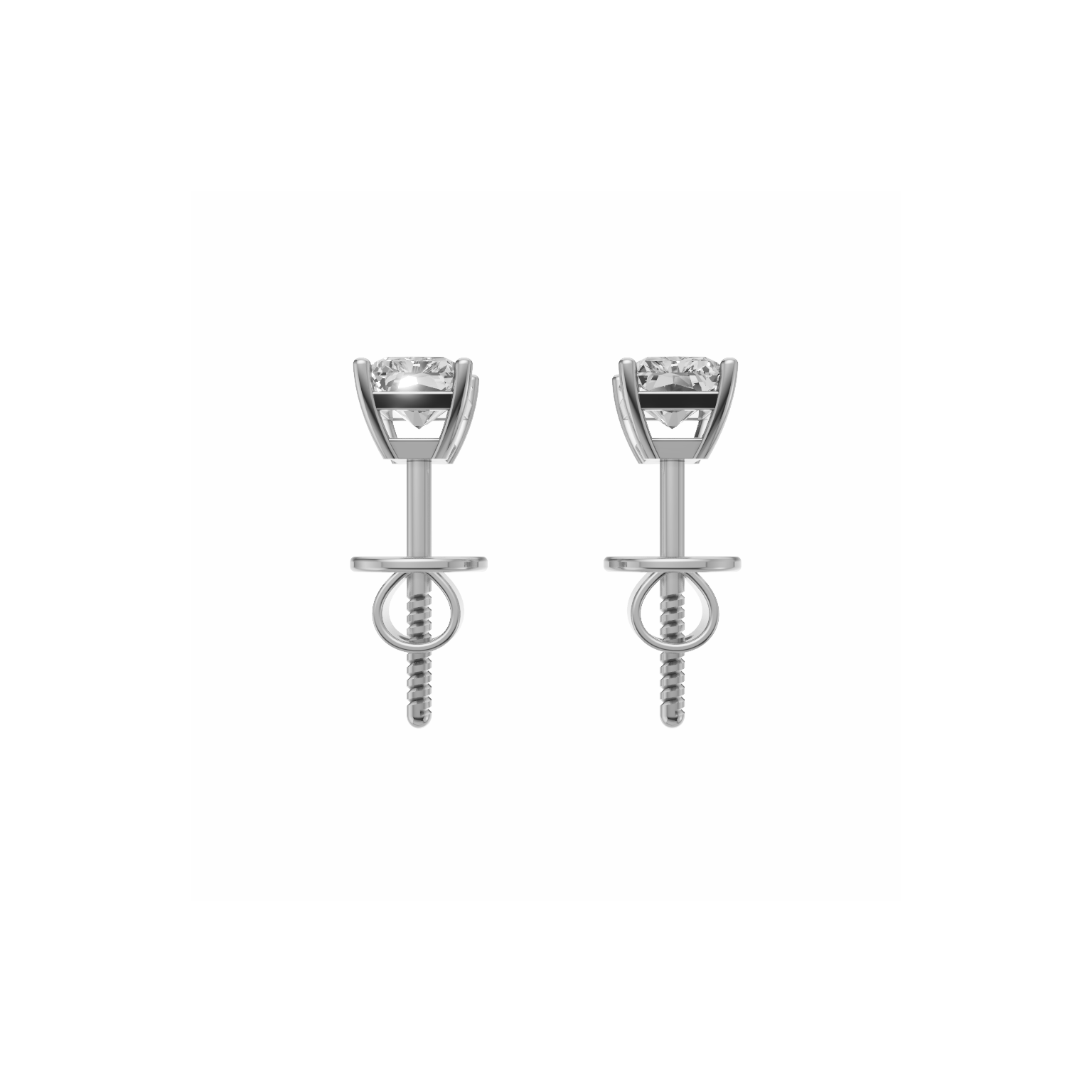 Jude long radiant diamond stud earrings in white gold — earth and grown diamonds by Amber Arc – view 3