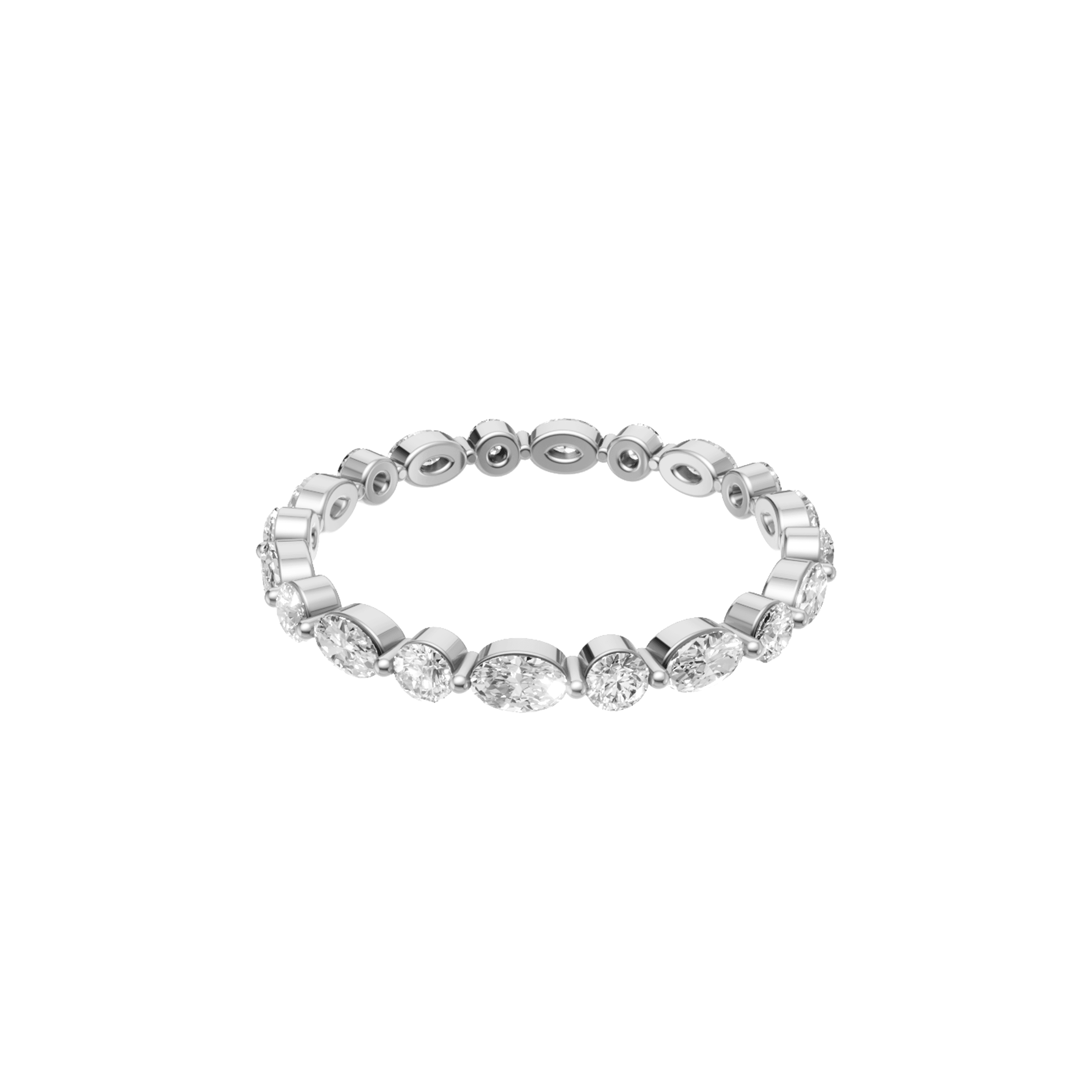 Venus oval and round east west alternating diamond eternity band in white gold — earth and grown diamonds by Amber Arc – view 2
