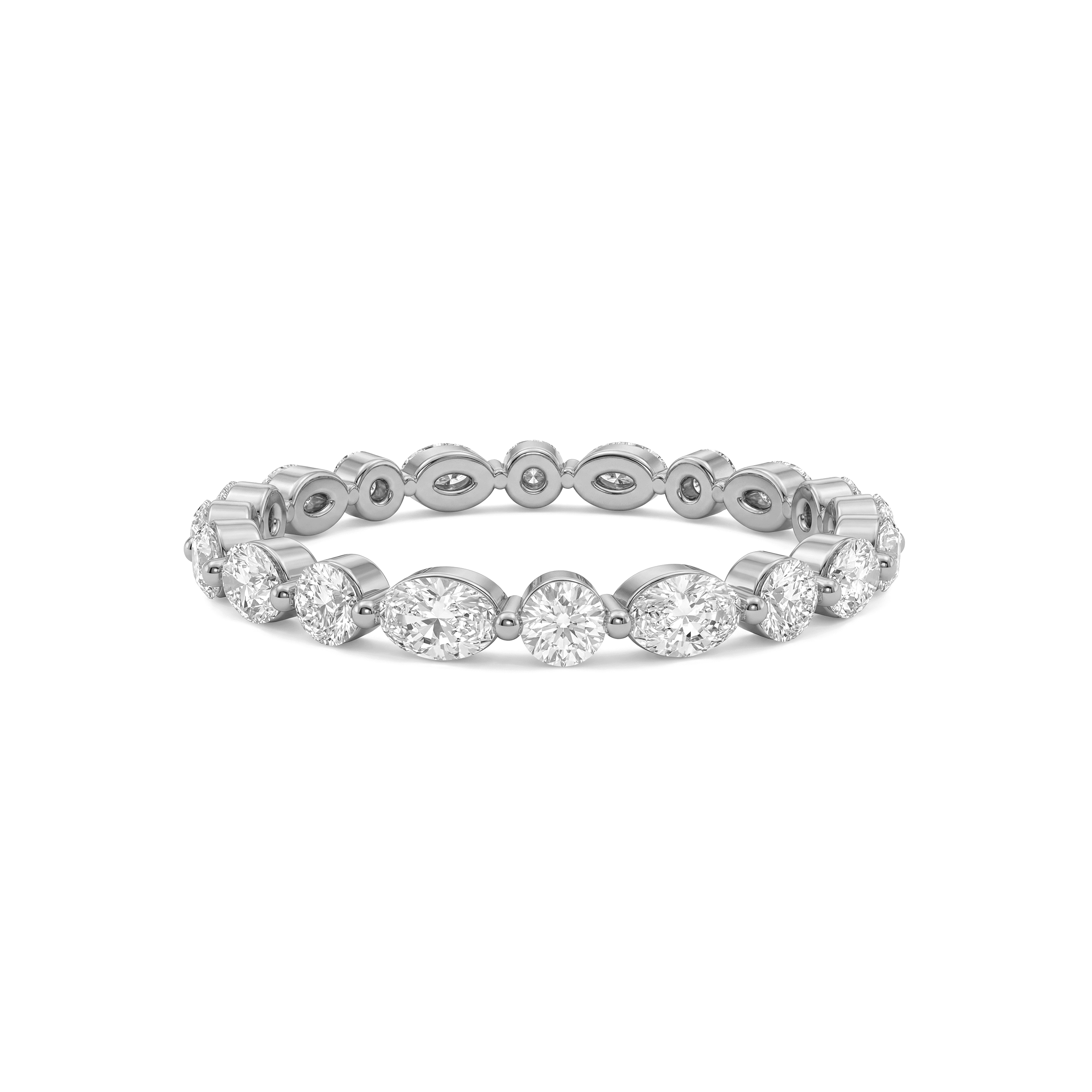 Venus oval and round east west alternating diamond eternity band in white gold — earth and grown diamonds by Amber Arc