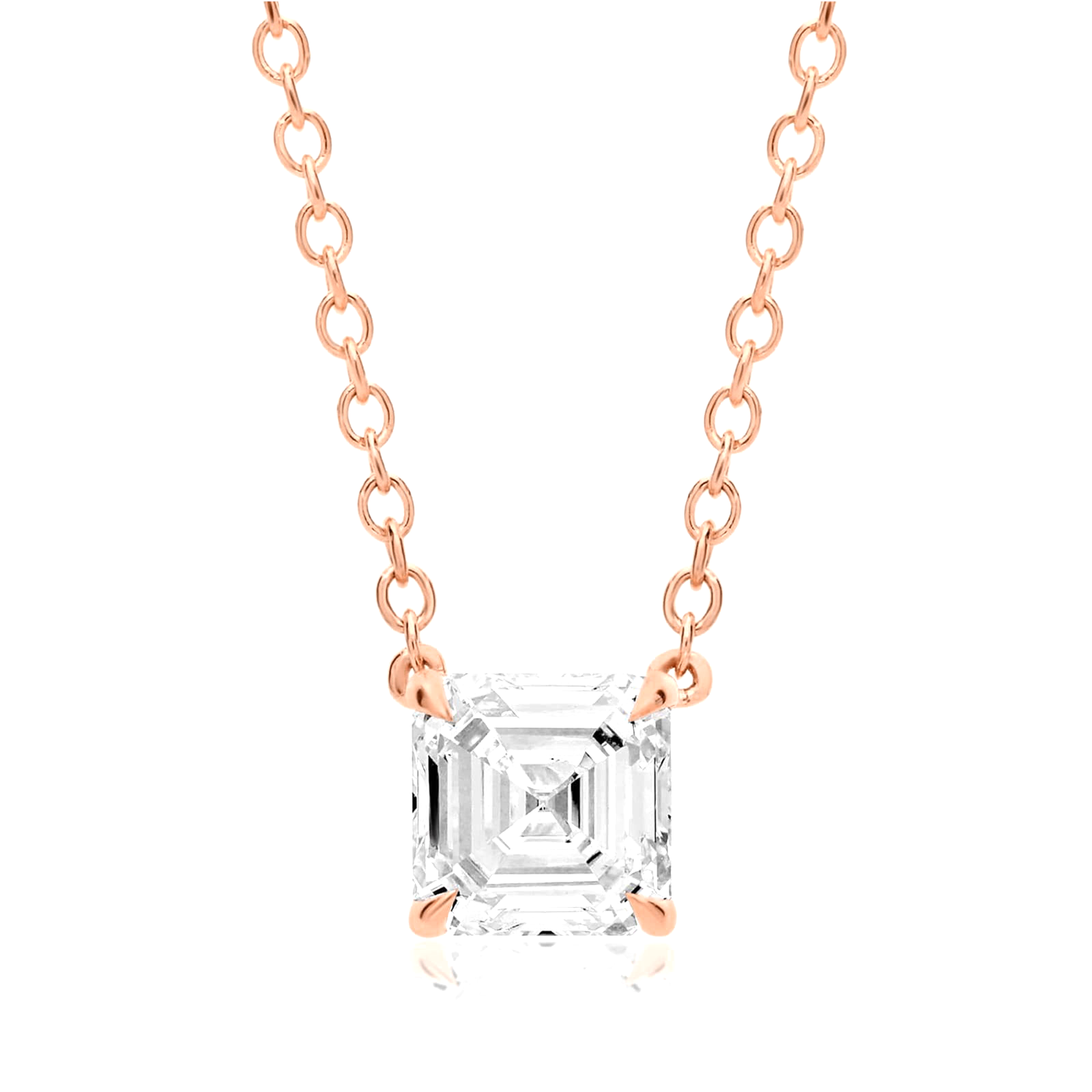 Jude asscher cut diamond pendant in yellow gold on cable chain — earth and grown diamonds by Amber Arc