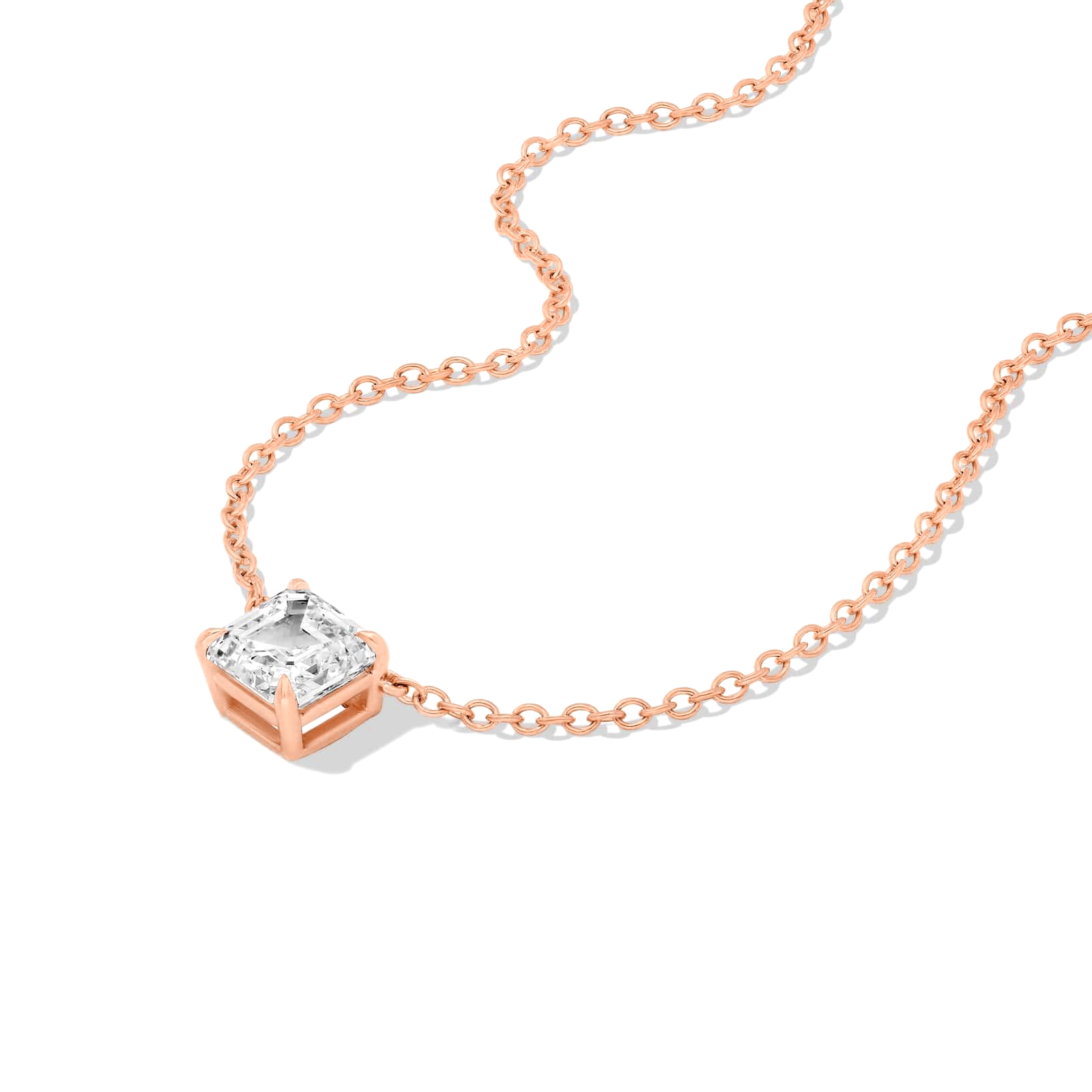 Jude asscher cut diamond pendant in yellow gold on cable chain — earth and grown diamonds by Amber Arc – view 2