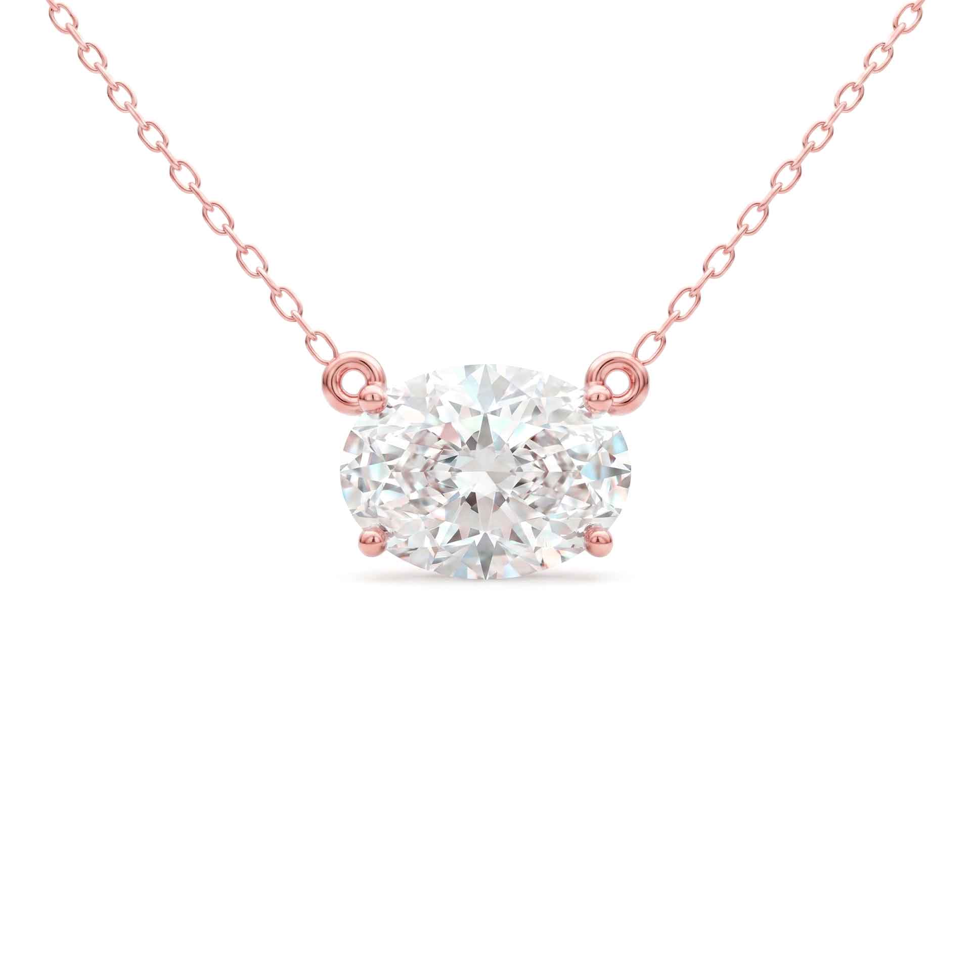 Jude east west oval diamond pendant in yellow gold on cable chain — earth and grown diamonds by Amber Arc