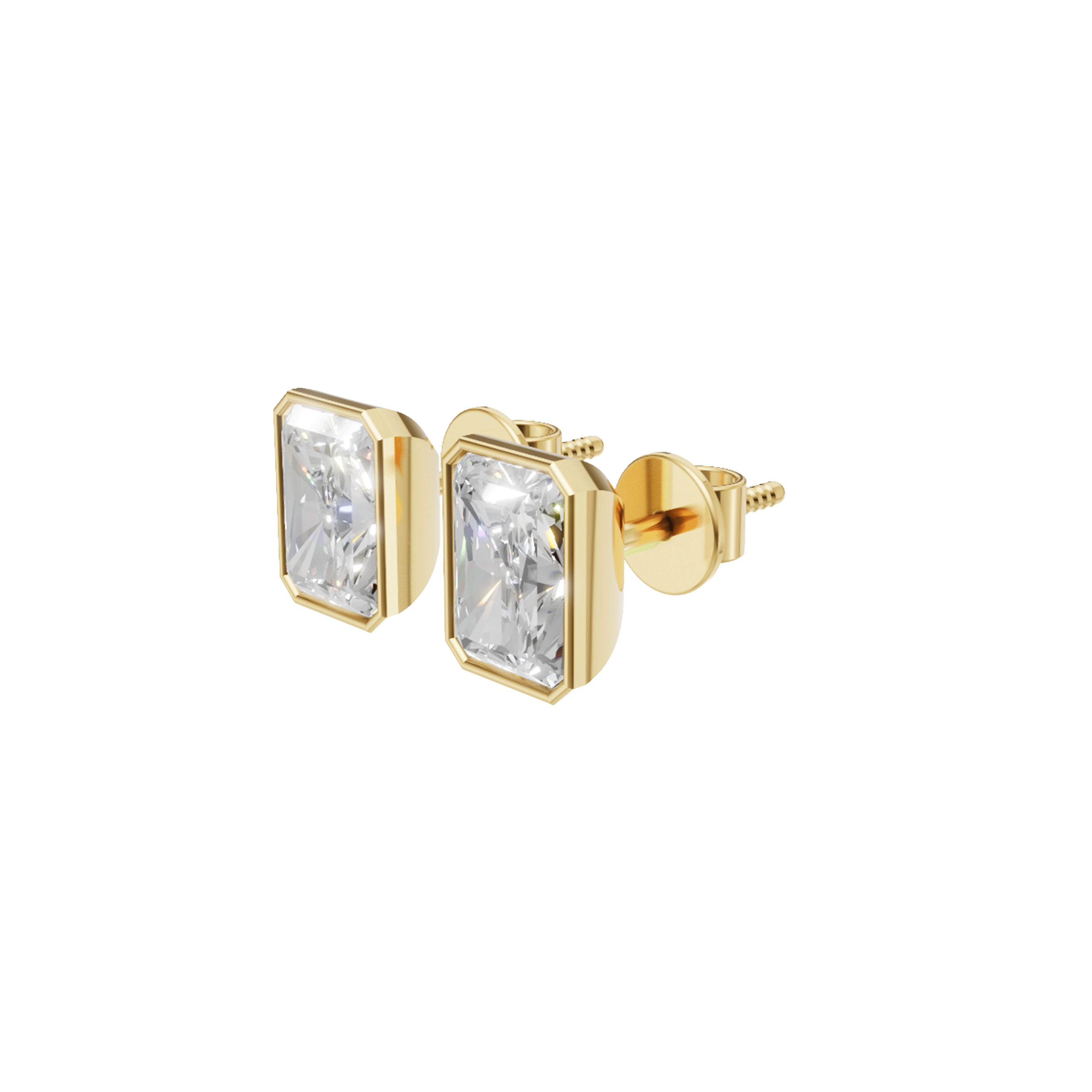 Valencia bezel long radiant diamond stud earrings in white gold — earth and grown diamonds by Amber Arc – view 2