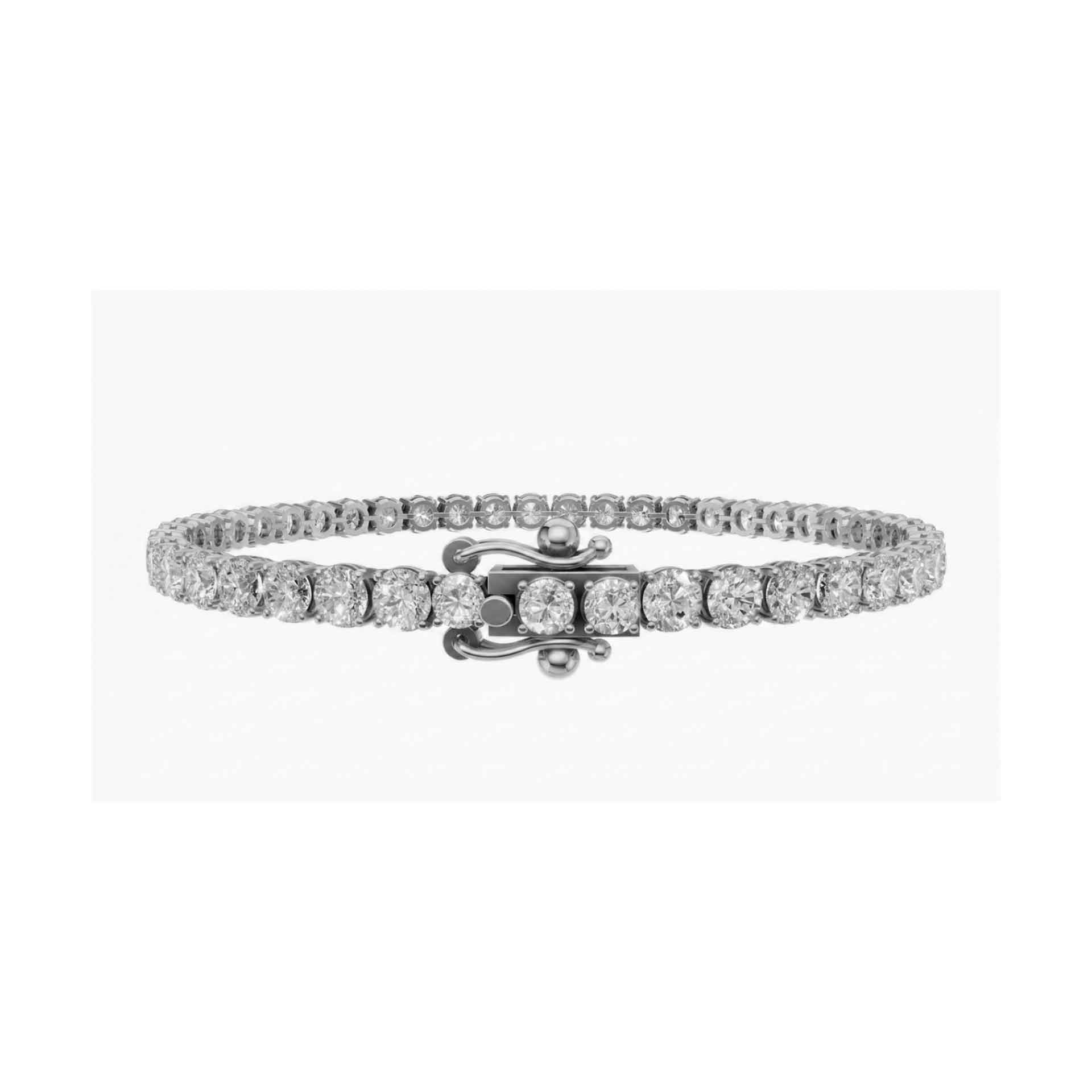 Jude shared prong round brilliant diamond tennis bracelet in white gold — earth and grown diamonds by Amber Arc
