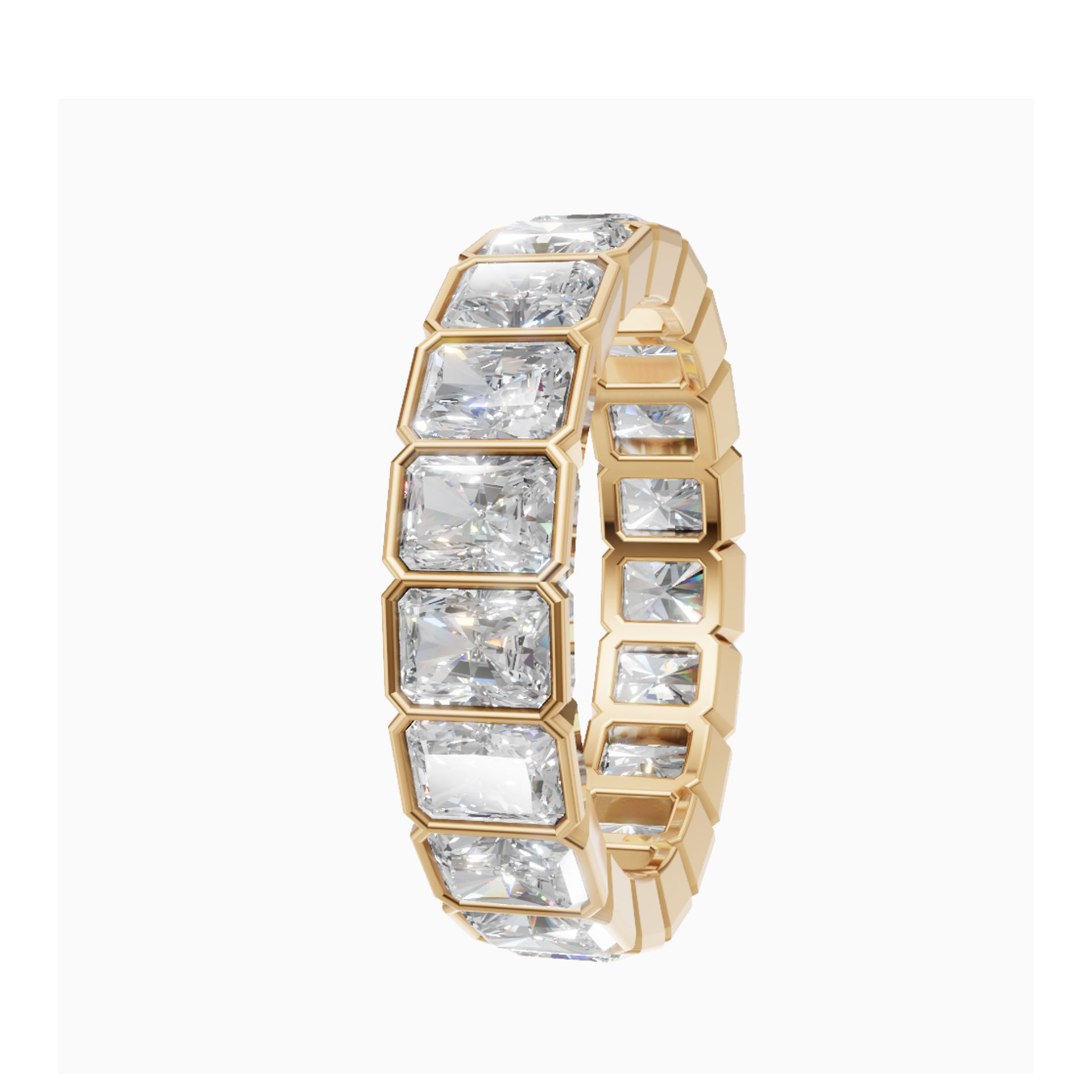 Valencia elongated radiant bezel diamond eternity band in platinum — earth and grown diamonds by Amber Arc – view 3