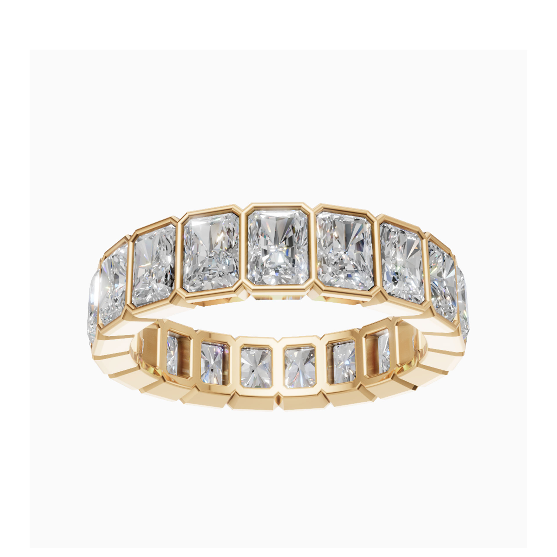 Valencia elongated radiant bezel diamond eternity band in platinum — earth and grown diamonds by Amber Arc – view 2