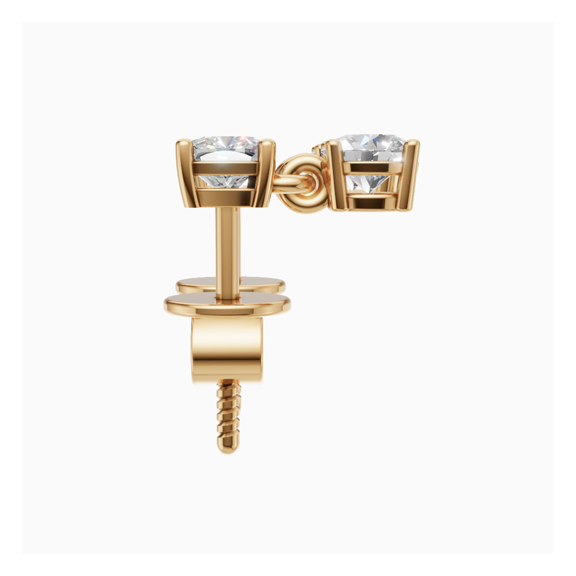 Nara graduated square cushion and round drop diamond earrings in white gold — earth and grown diamonds by Amber Arc – view 3