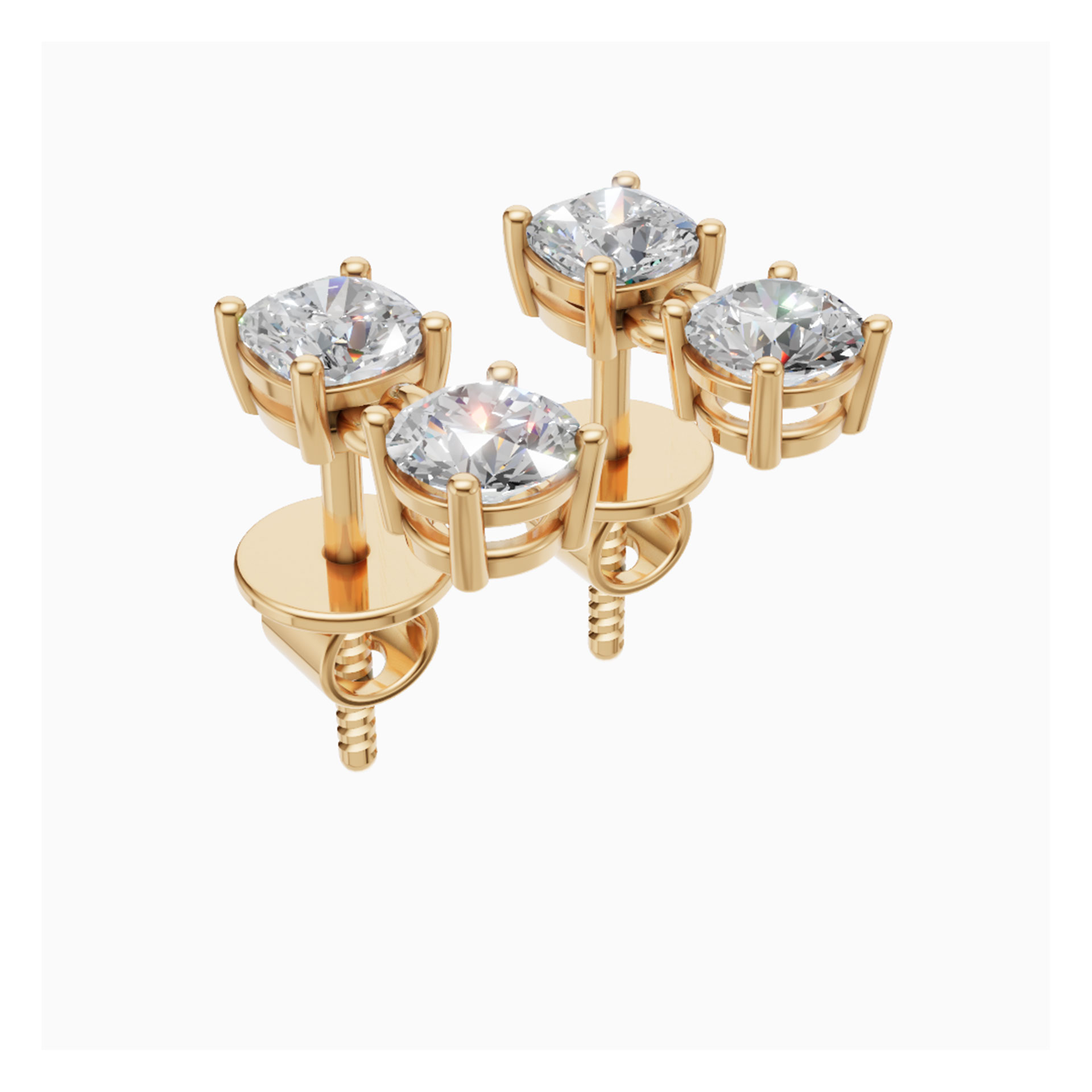 Nara graduated square cushion and round drop diamond earrings in white gold — earth and grown diamonds by Amber Arc – view 2