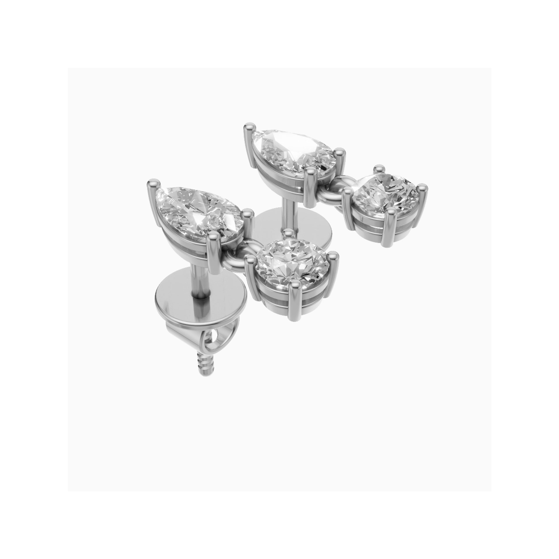 Nara Graduated Pear and Round Drop Earrings – view 3
