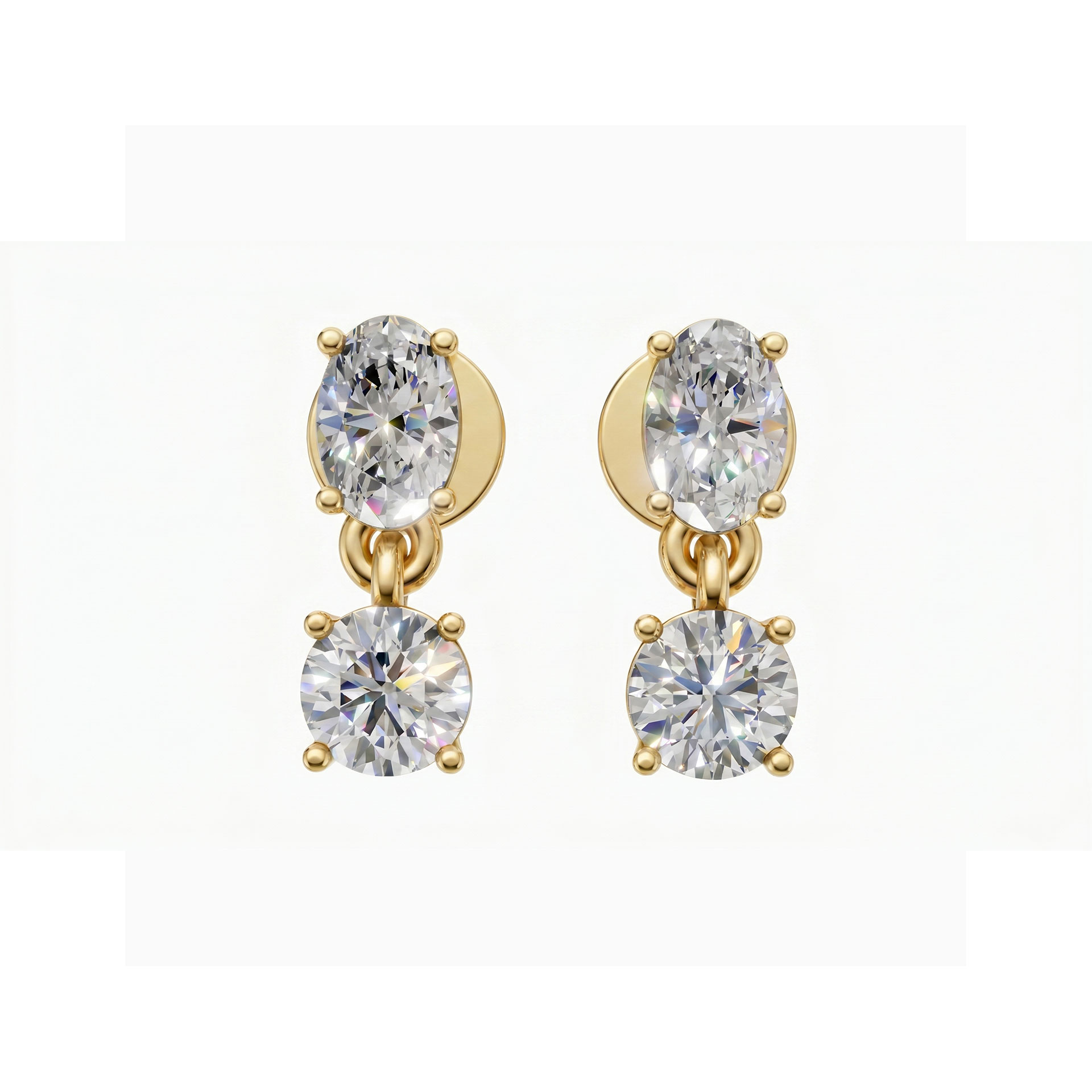 Numa oval and round drop diamond earrings in rose gold — earth and grown diamonds by Amber Arc