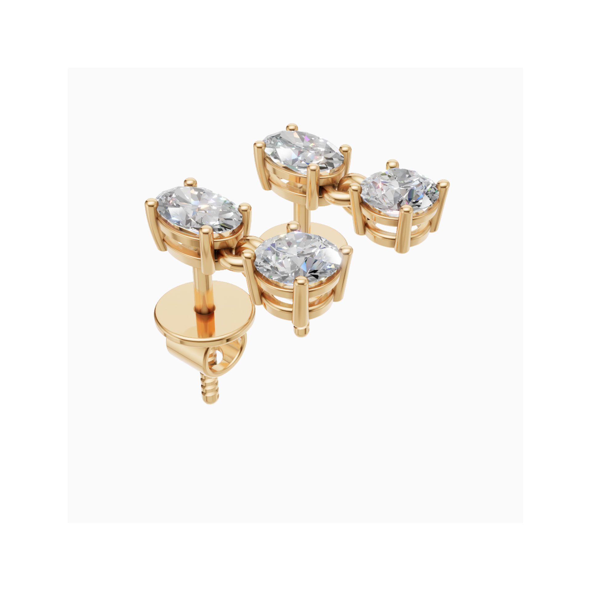 Numa oval and round drop diamond earrings in rose gold — earth and grown diamonds by Amber Arc – view 2