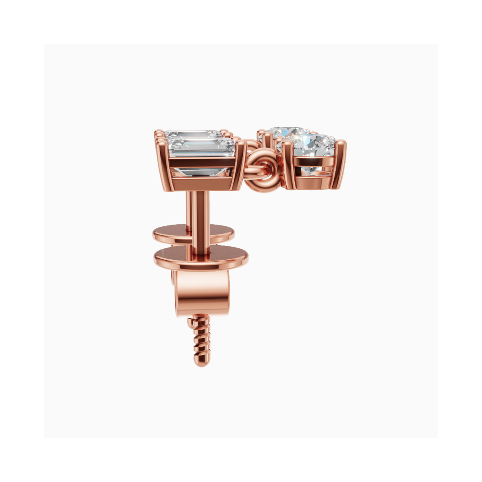 Nara Graduated Emerald and Round Drop Earrings – view 3