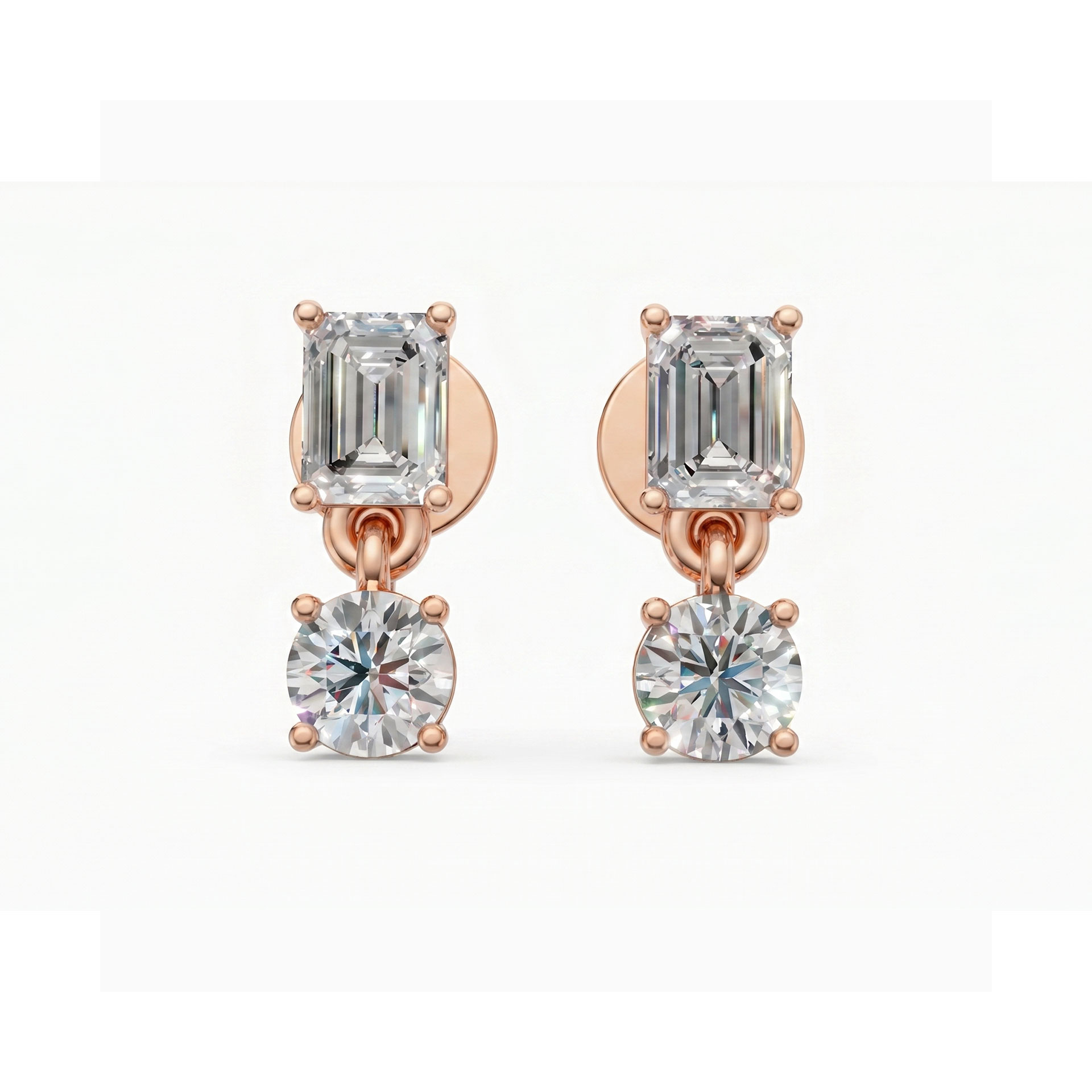 Nara Graduated Emerald and Round Drop Earrings